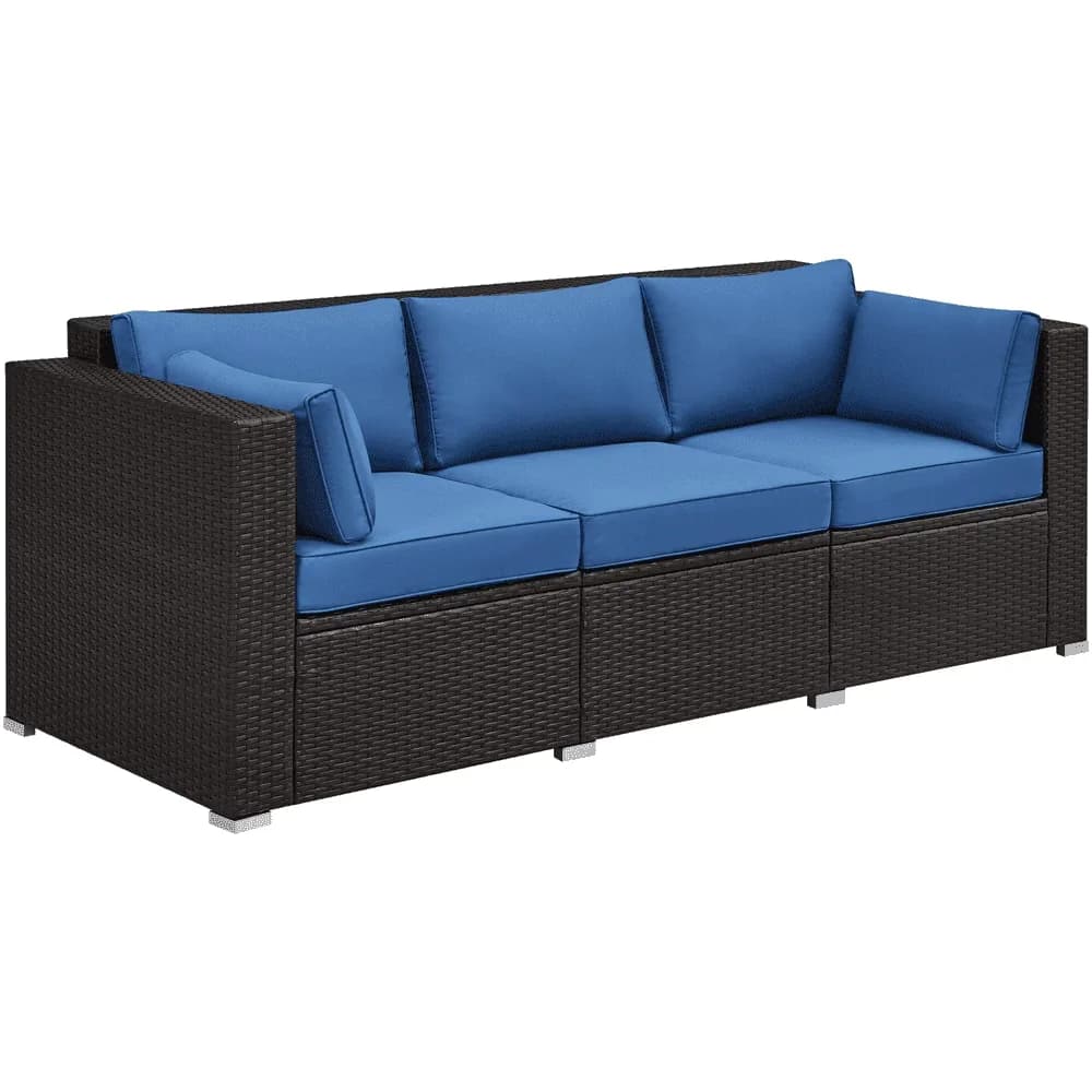 Outdoor Sofas Sectional Efficient with Modern, Weather-Resistant, Throw Pillows - Polyester Fabric, Hdpe Wicker, Metal, Foam Model 8316BE