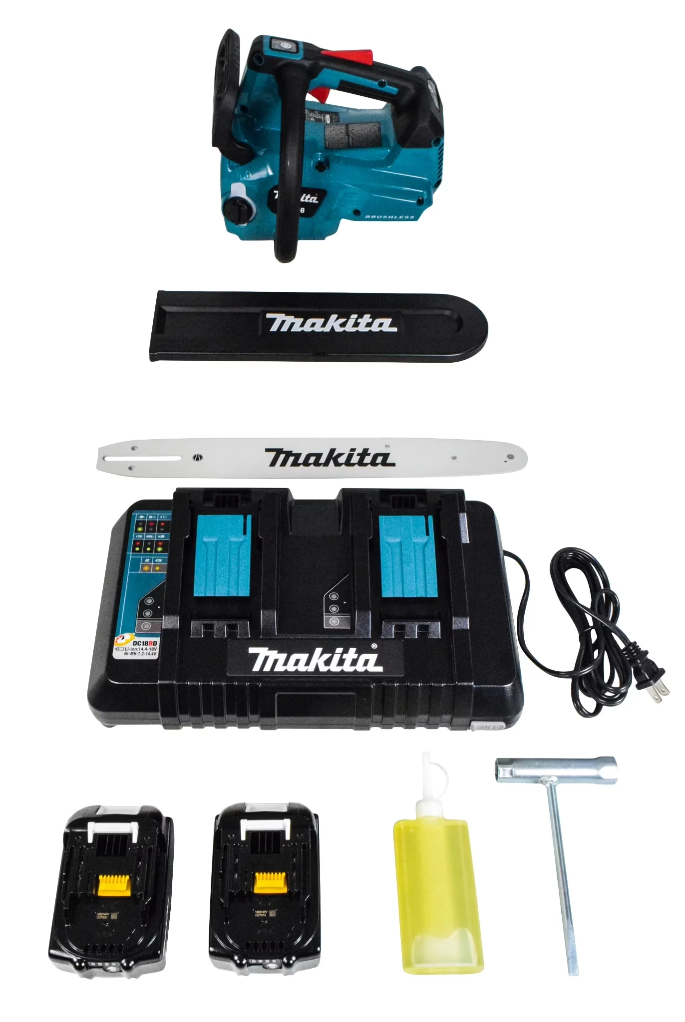 Durable Chainsaw with Battery, 18V, 2 Batteries (5 Ah) - Multicolor XCU08PT Model 516FD4