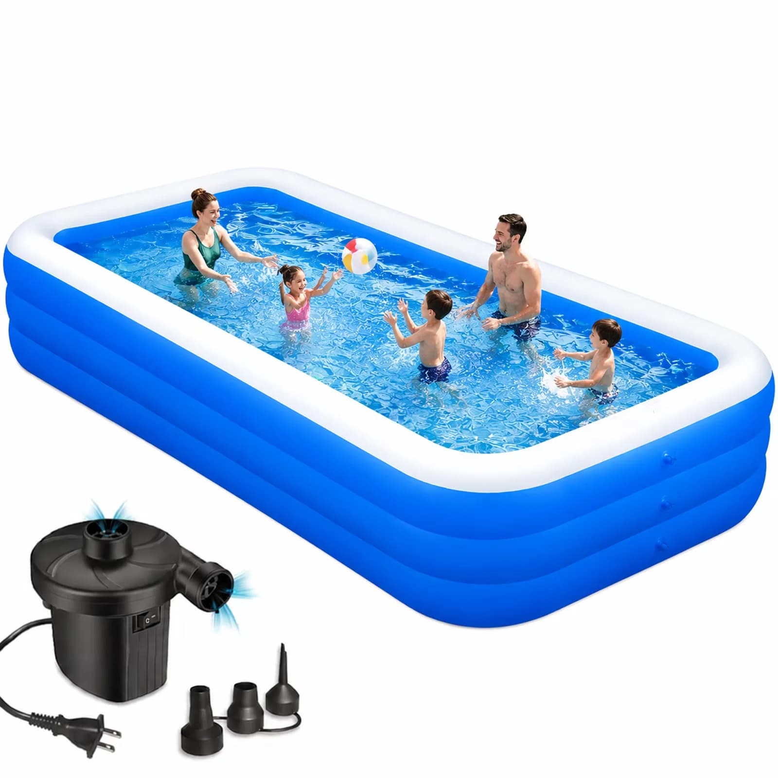 Inflatable Pool Innovative with Fade Resistant, Swimming, Pump for Outdoor, Garden - Model C6EC53
