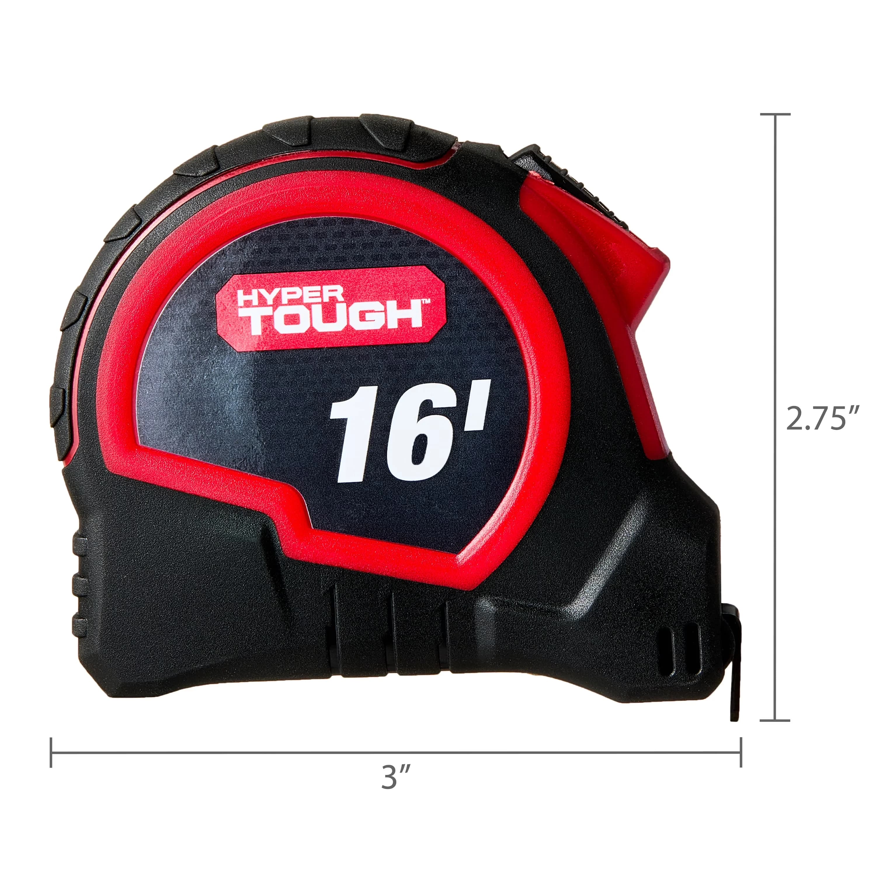 Modern Measuring Layout with 16ft. Self Lock Steel Tape Measure, Easy and precise readability - Red Steel Model 720312