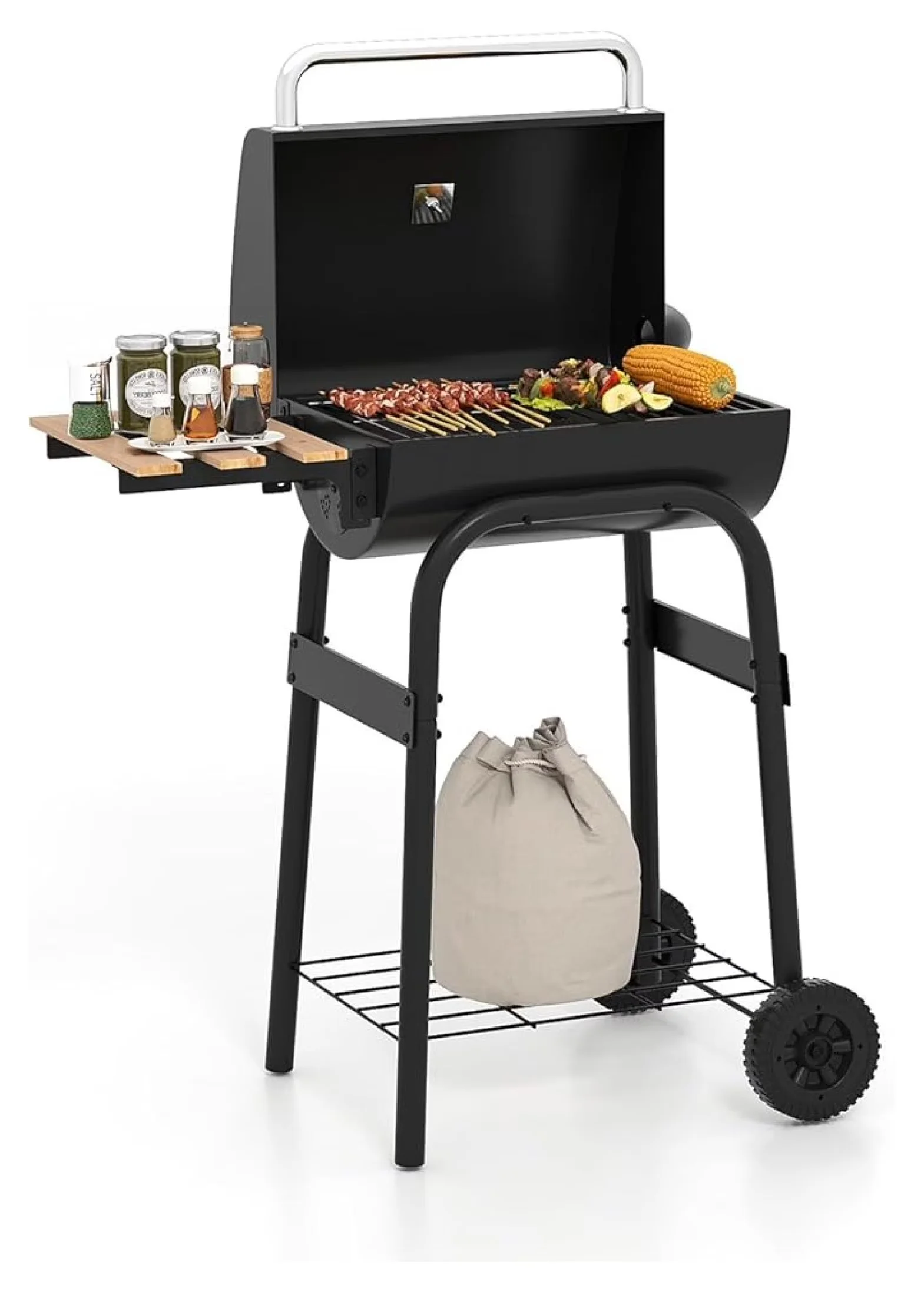 Durable Flat Top Grill with Portable, Adjustable - Metal, Stainless Steel, Beech Wood for Camping, Picnic Model 07CAE5