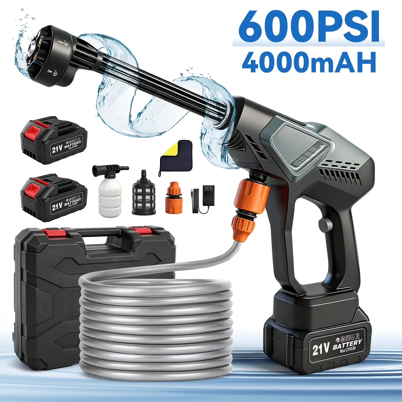 Pressure Washer Durable with Quick Connect Tips, 6-in-1 High Power, 600 PSI Portable Power - Model B475E6
