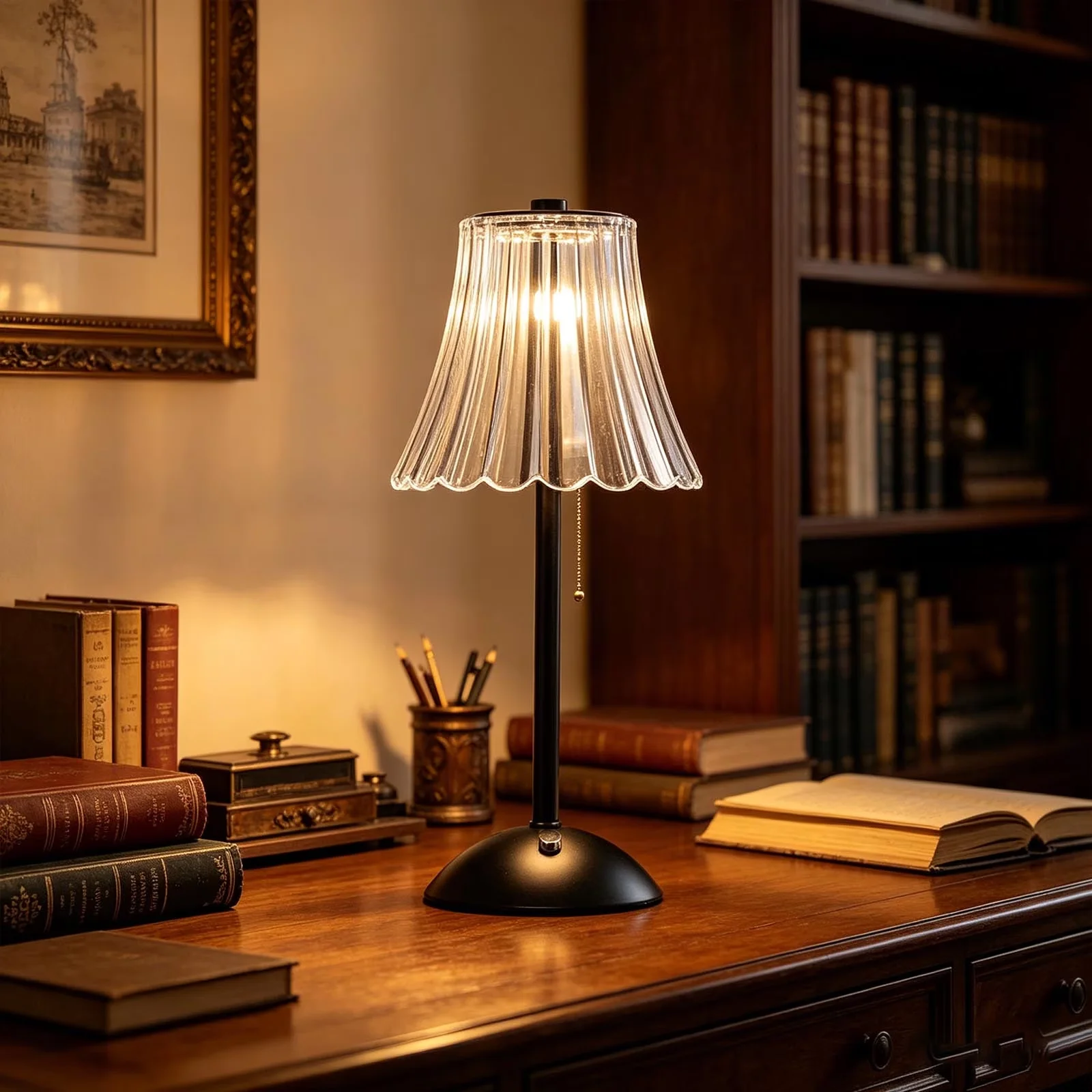 Sleek Lamp with LED, Battery, Rechargeable Touch Dimmable LED Table - Black Metal Model 9F6991