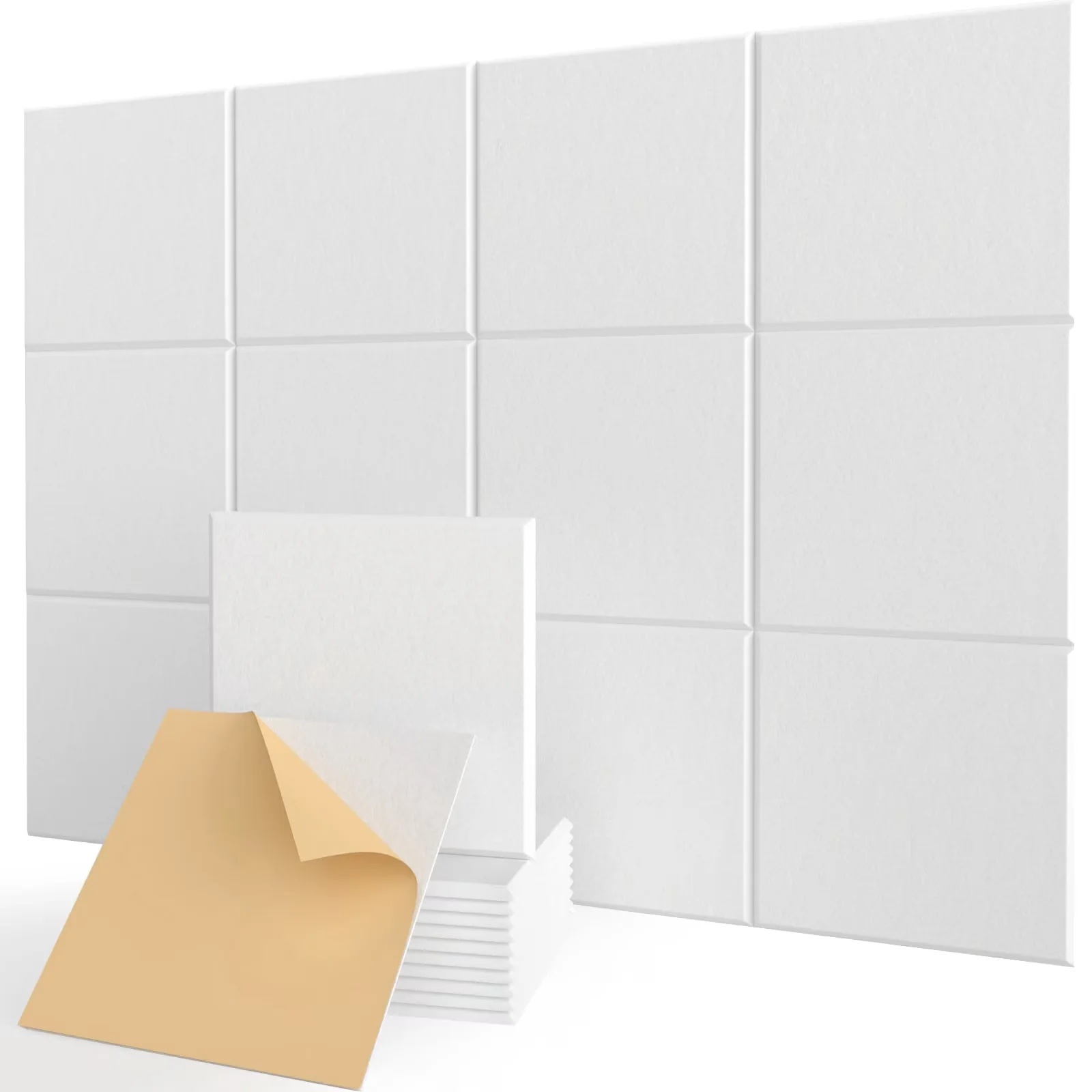 Stylish Wallpaper Wall Decals Wall Covering with Sound Dampening - White 100% Polyester Fiber for Studio, Bedroom Model 5AFC84