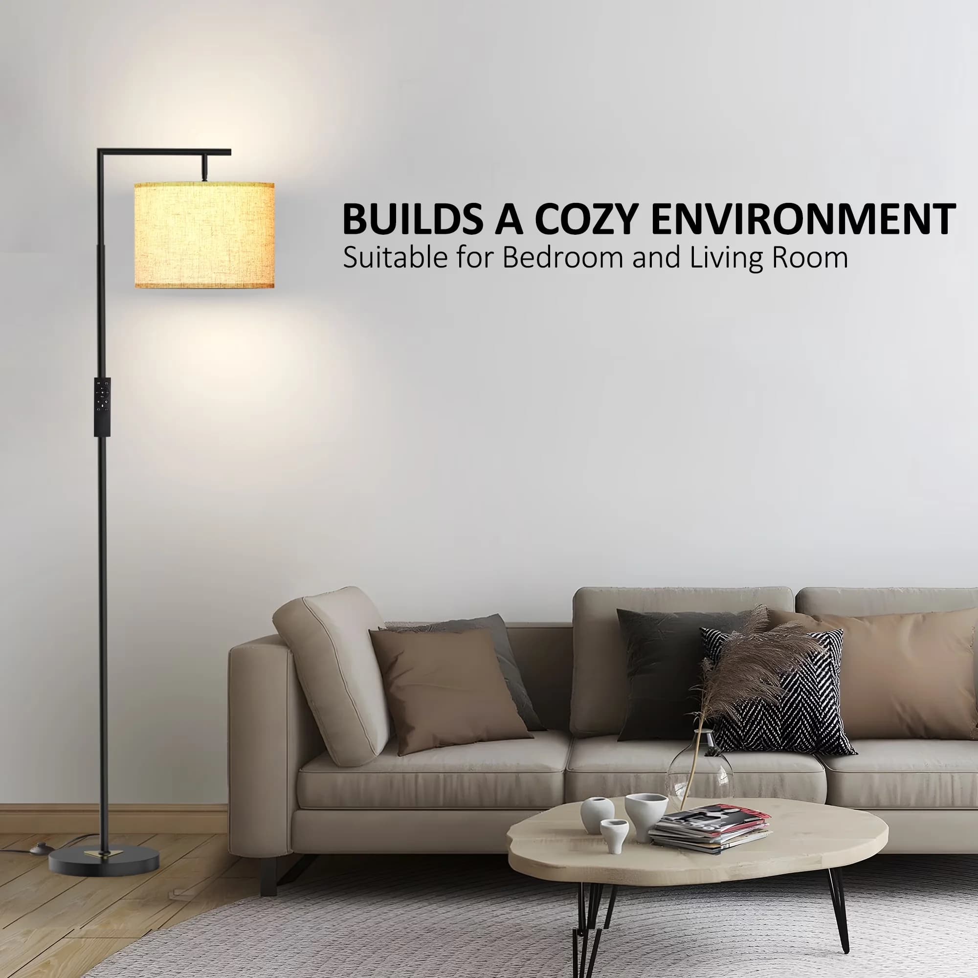 Floor Lamp Durable with LED, 9W - Metal White for Living Room, Bedroom Model 7BA798