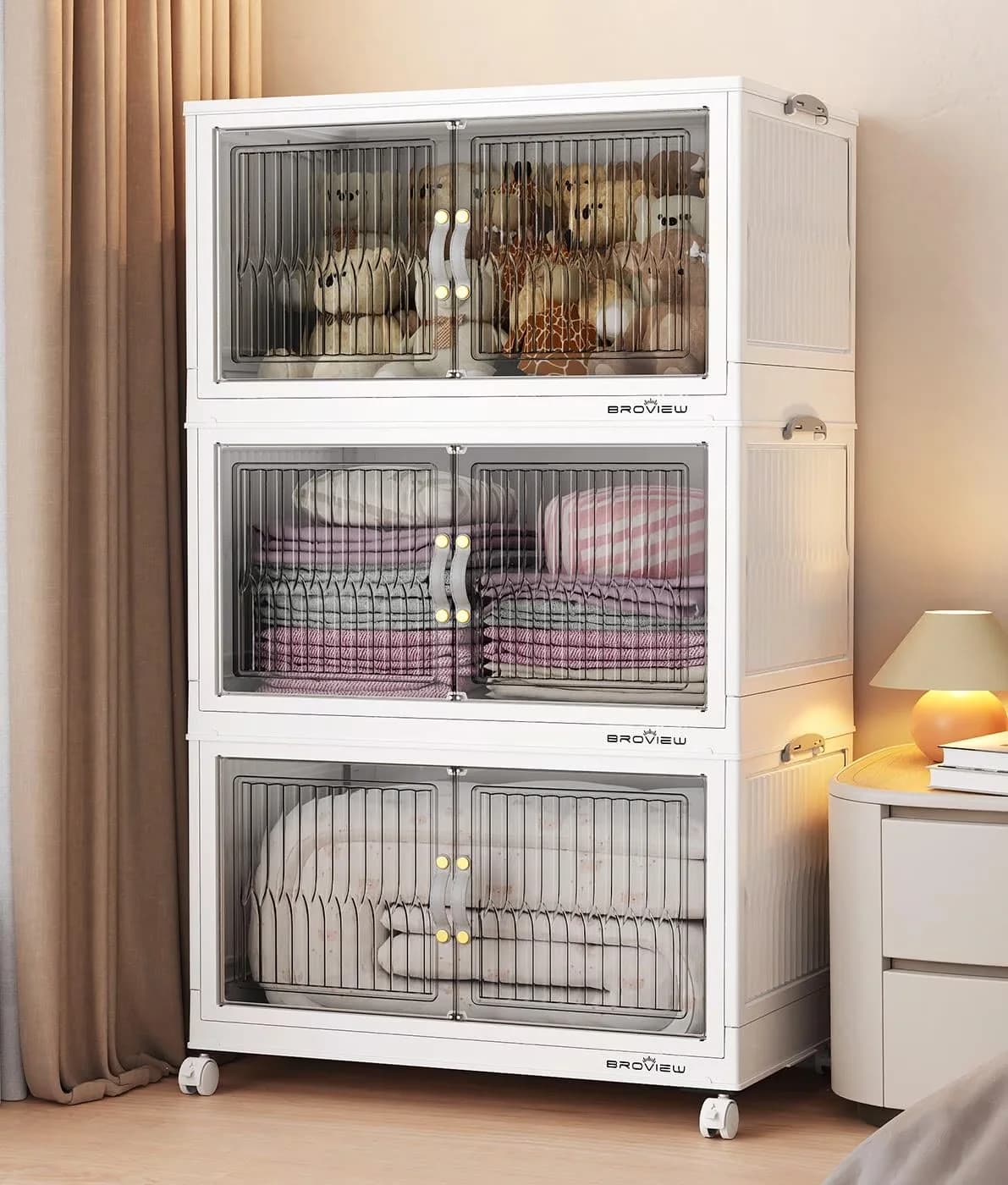 Garage Storage Supply Classic with Rolling, Plastic Closet Organizers and Drawer, Lid - Polypropylene White Model 782B7C