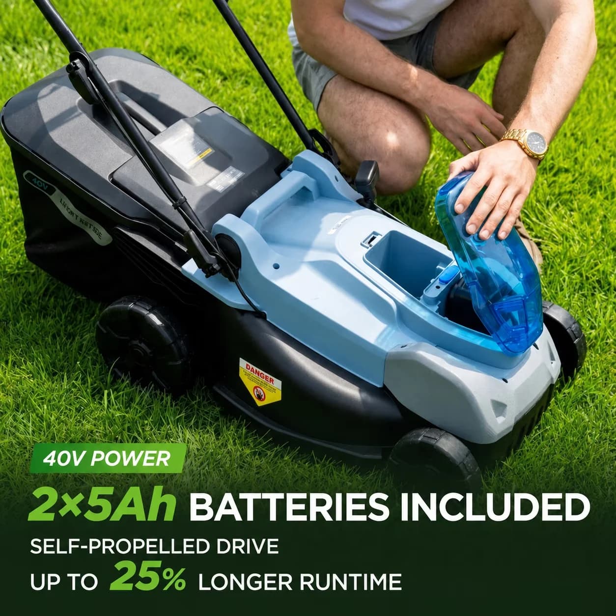 Essential Push Mower with Battery, 40V, 40V Cordless 18-Inch Lawn - Modern Design Model 892AC1