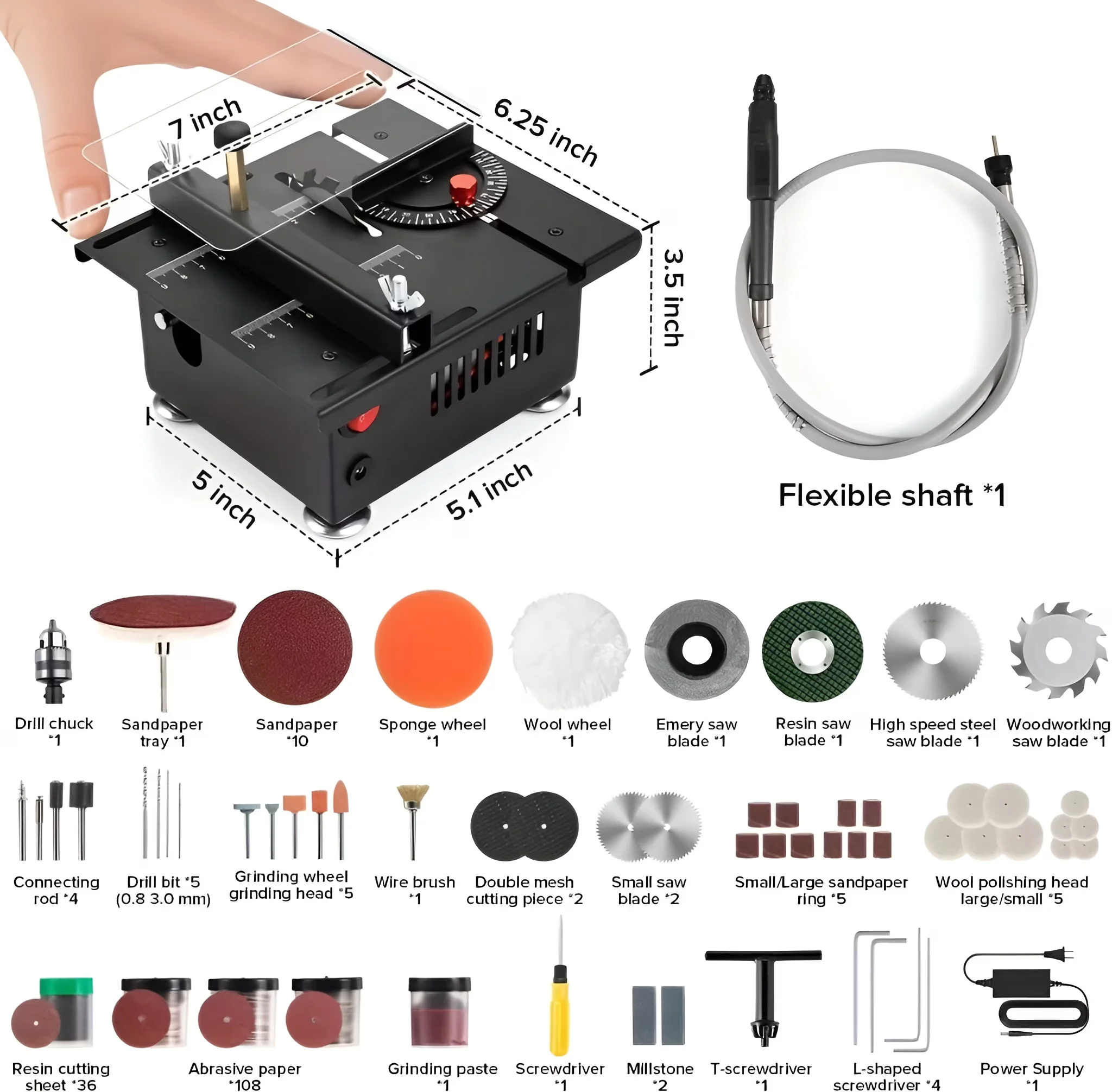 Essential Power Saw with Adjustable, Corded Electric, 7-Level Speed Adjustment - Black Model 7EABCB