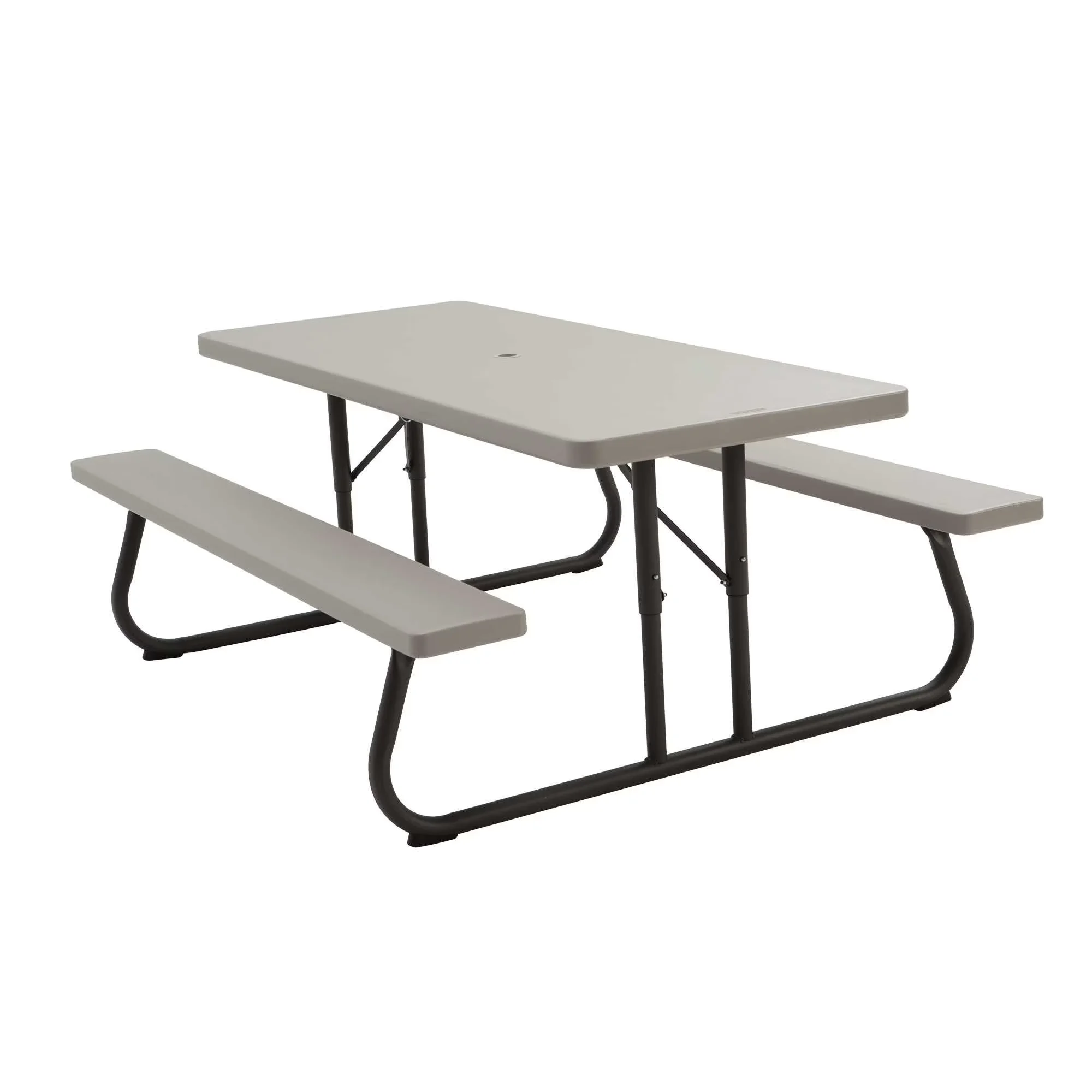 Patio Dining Set Compact with Folding, 6 Foot Folding Picnic Table, Comfortably seats 6 to 8 people - Gray Polyethylene, Plastic, Steel Model F27064