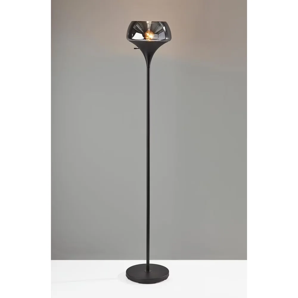 Essential Floor Lamp with Incandescent, Torchiere Lamps, Eliza Torchiere Contemporary - Black Metal Model 426E51