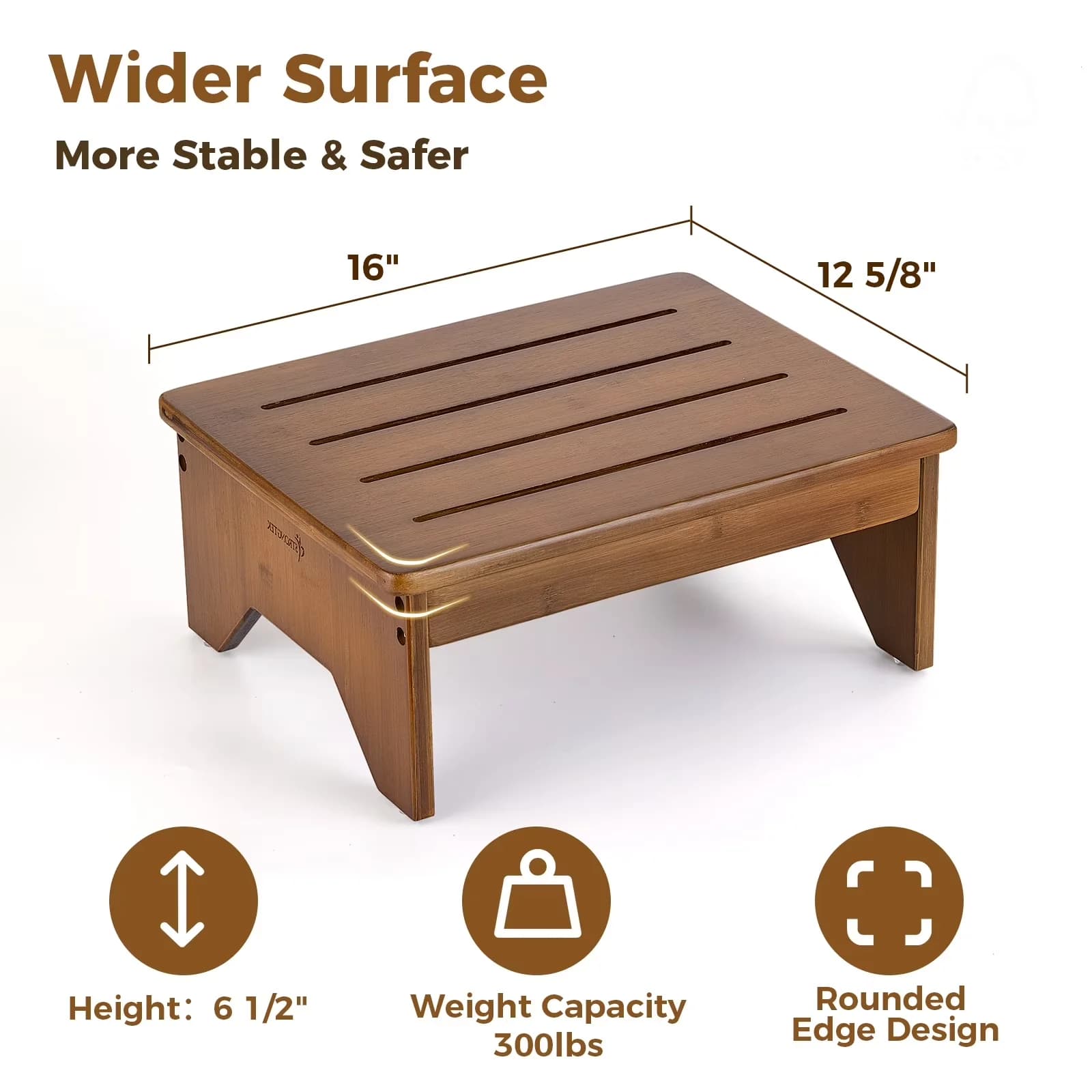 Innovative Ladders And Step Stool with Non-Marring Feet, Anti-Slip, Lightweight Sturdy Footstool (Walnut) - Bamboo Brown Model BDAC5A