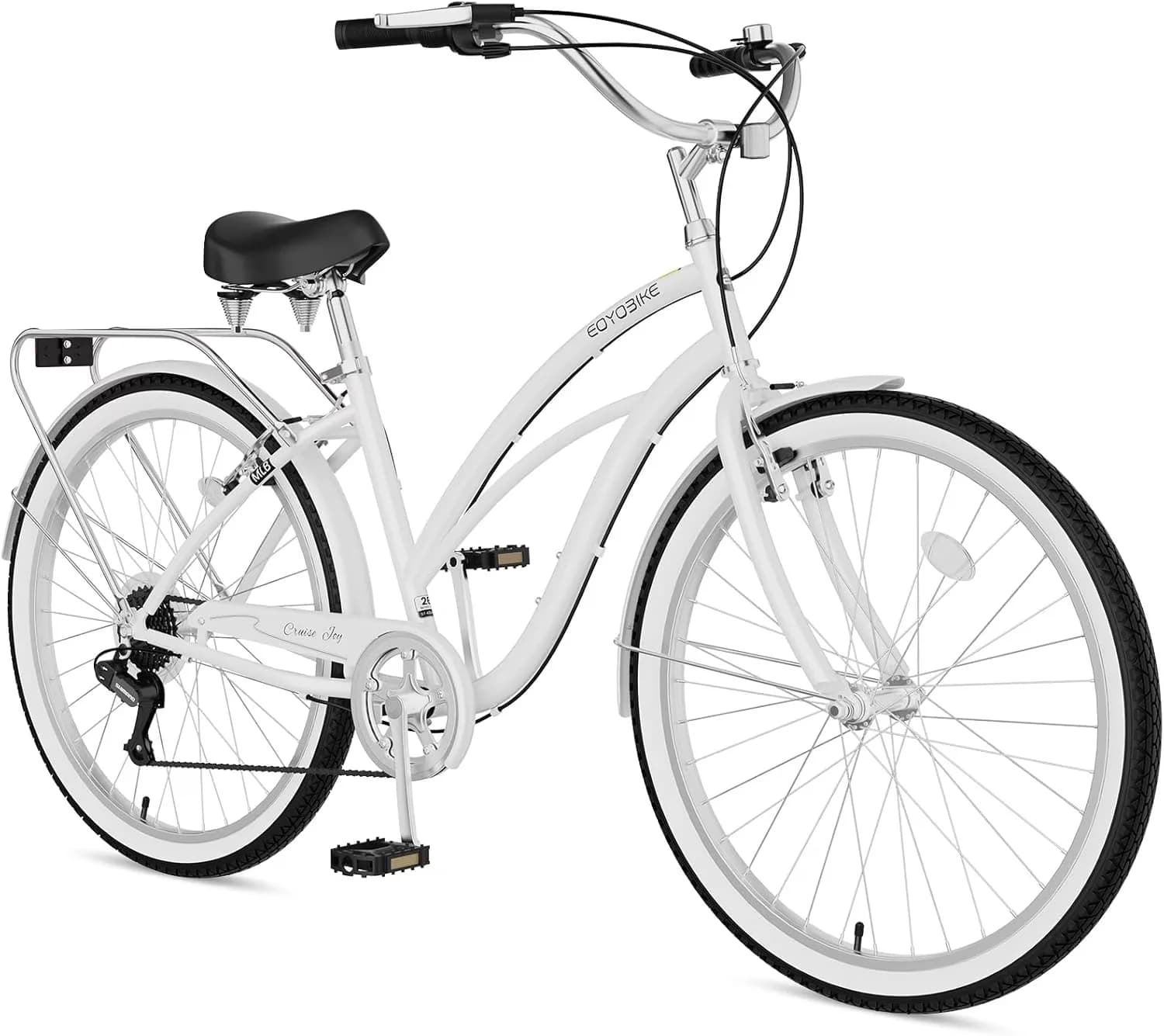 Sleek Cruiser Bike with Adjustable Speed, Lightweight, Beach - White - Sleek Profile Model 67BA87