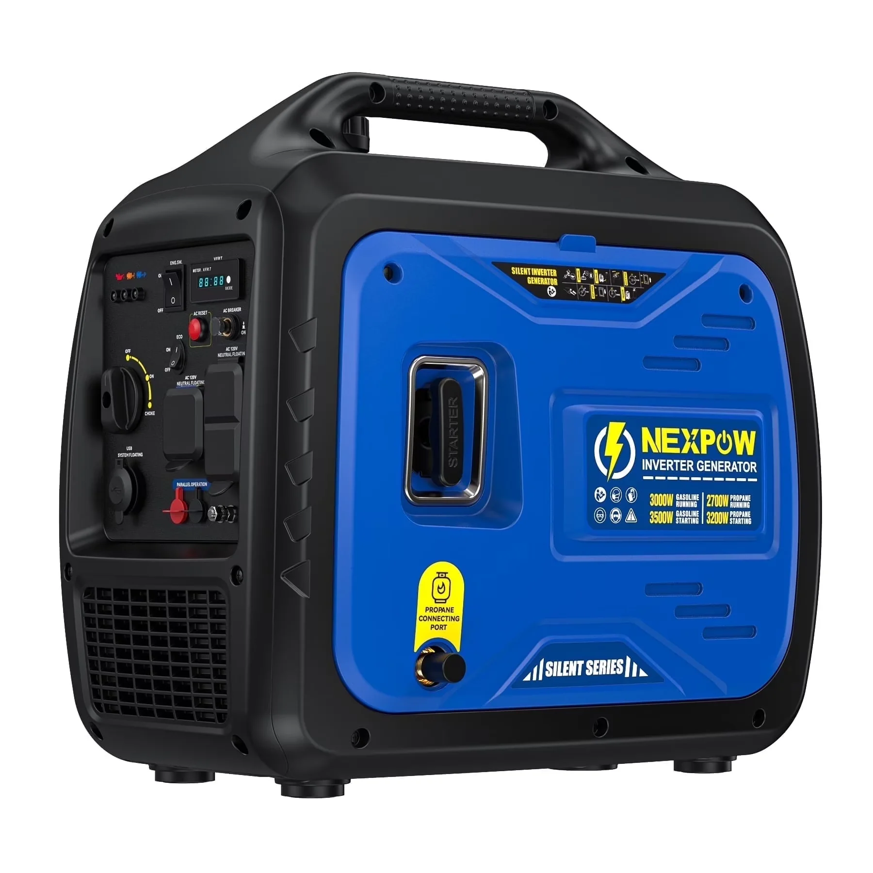 Sleek Generator with 3500W, Overload Protection, Grounded for Home, Camping - Model C42690