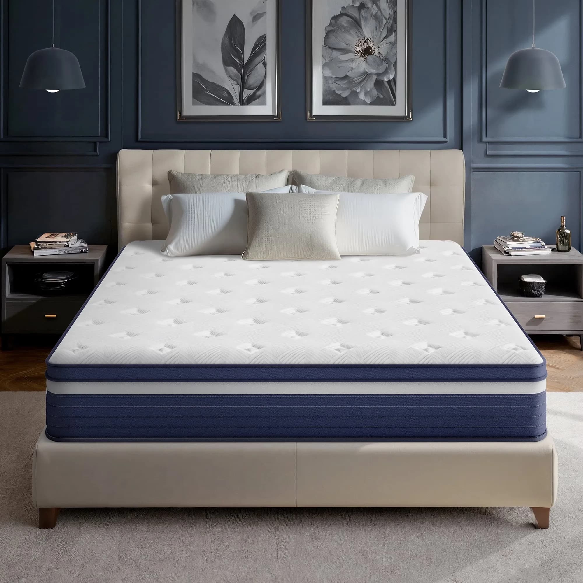 Versatile Mattresses Accessory with Mattress-In-A-Box, Low Motion Transfer, Breathable Construction - Blue Memory Foam, Pocketed Coils Model D84A0E