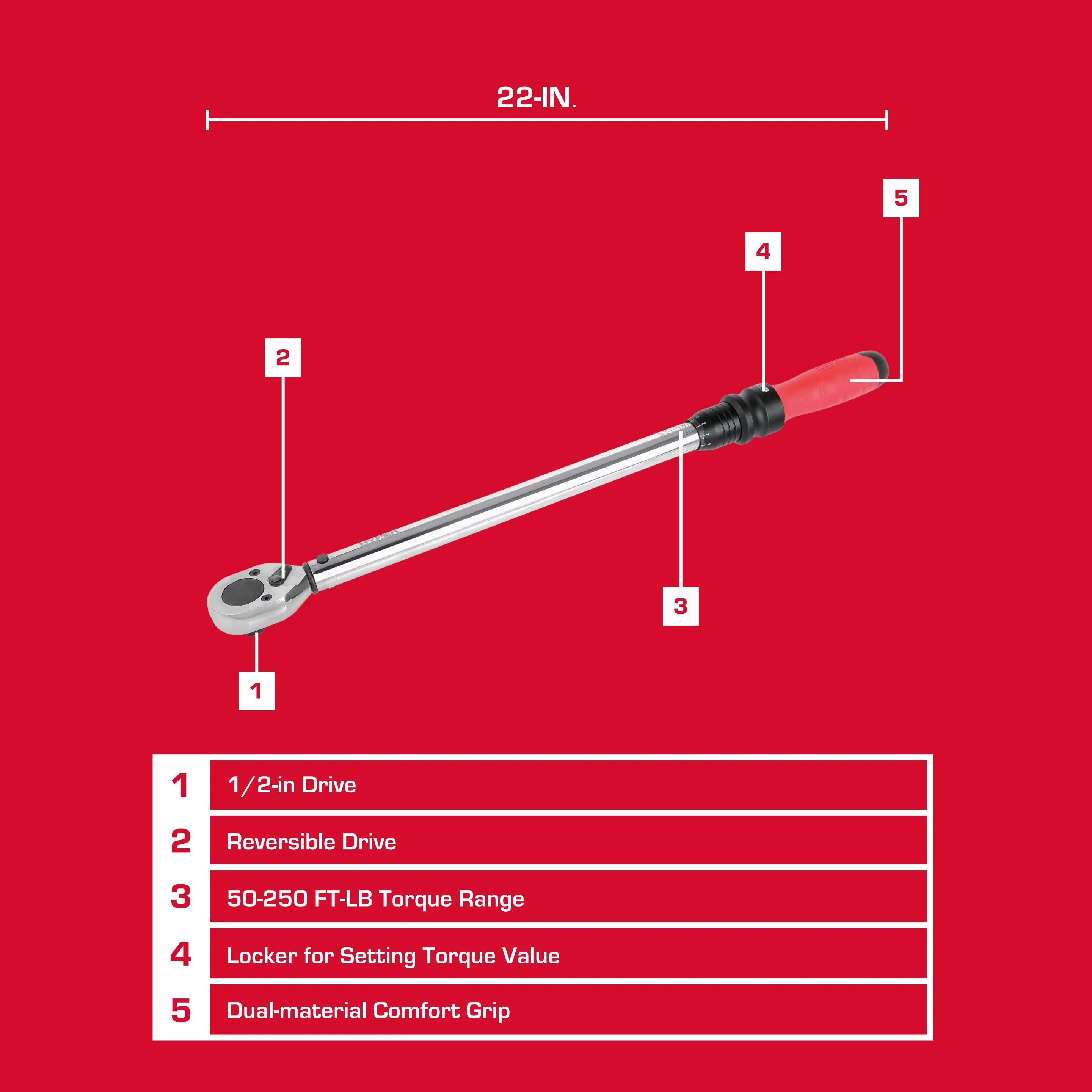 Hand Tool Modern with Heavy-Duty, 1/2-inch Heavy-Duty Torque Wrench - 1/2 inch Model 8C36E5