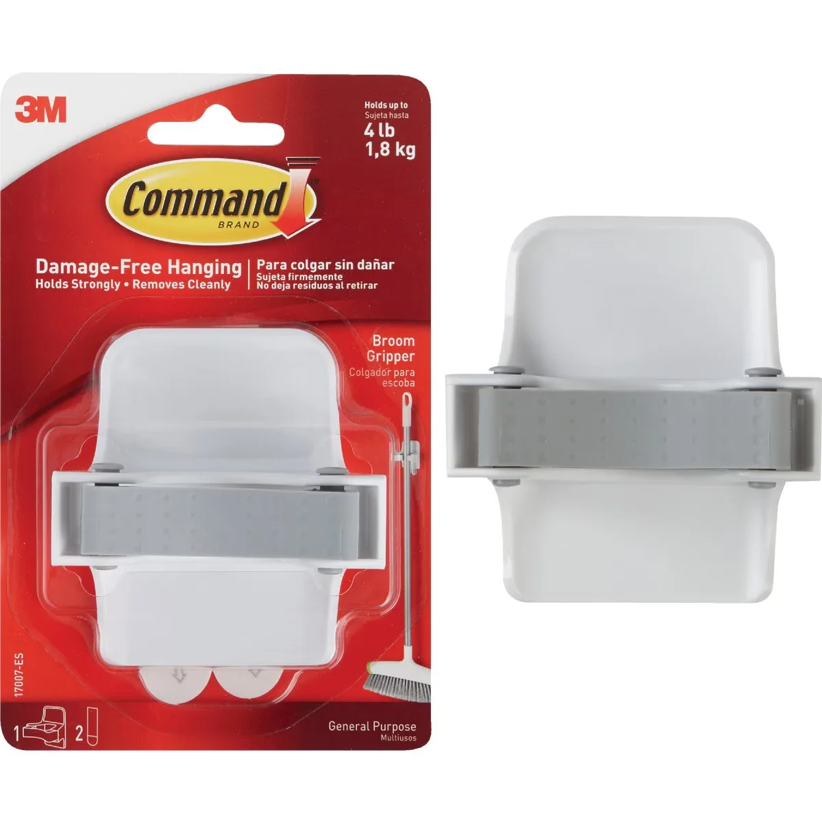 Versatile Damage-Free Hanging with Easy Installation, Easy Installation Adhesive Hook - White With Grey Band Model D0B700