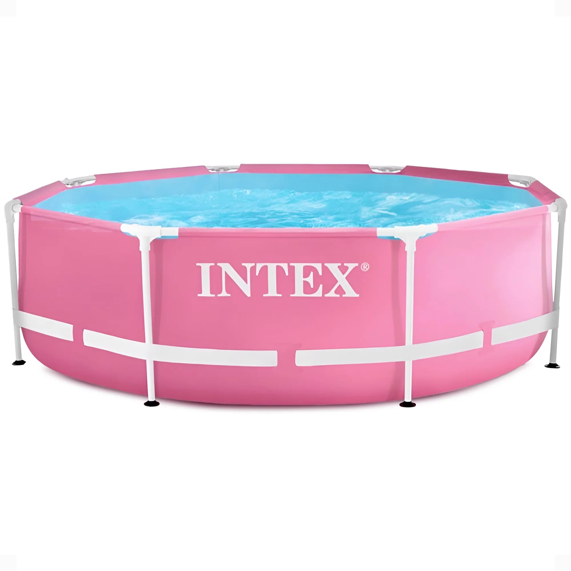 Above Ground Pool Modern with Puncture Resistant, Round Metal Frame 8ft x 30in Swimming - Pink Model 597BBA