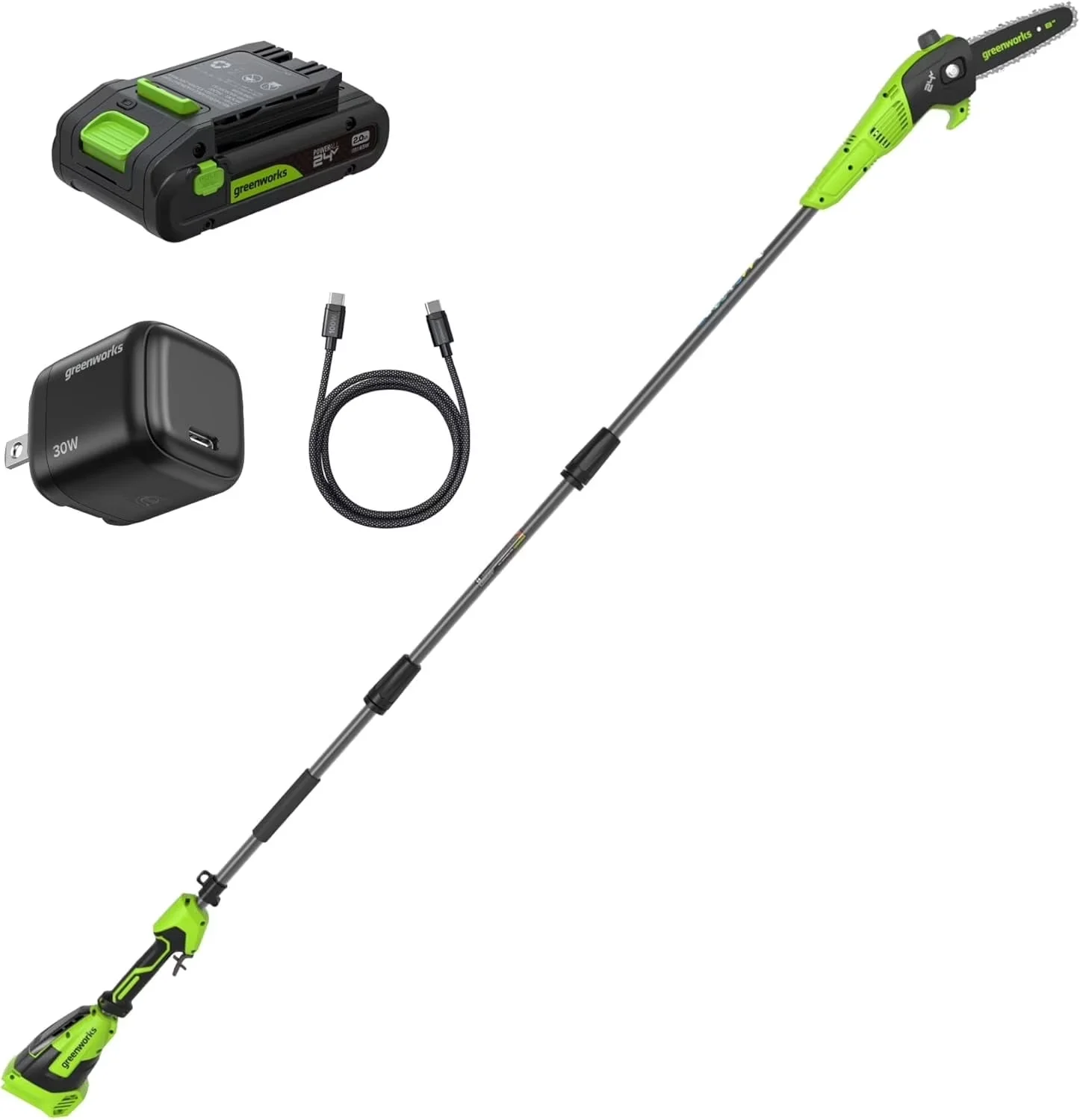 Pole Saw Essential with Battery, 30W, 24V - Green - Universal Fit Model FA2ADE