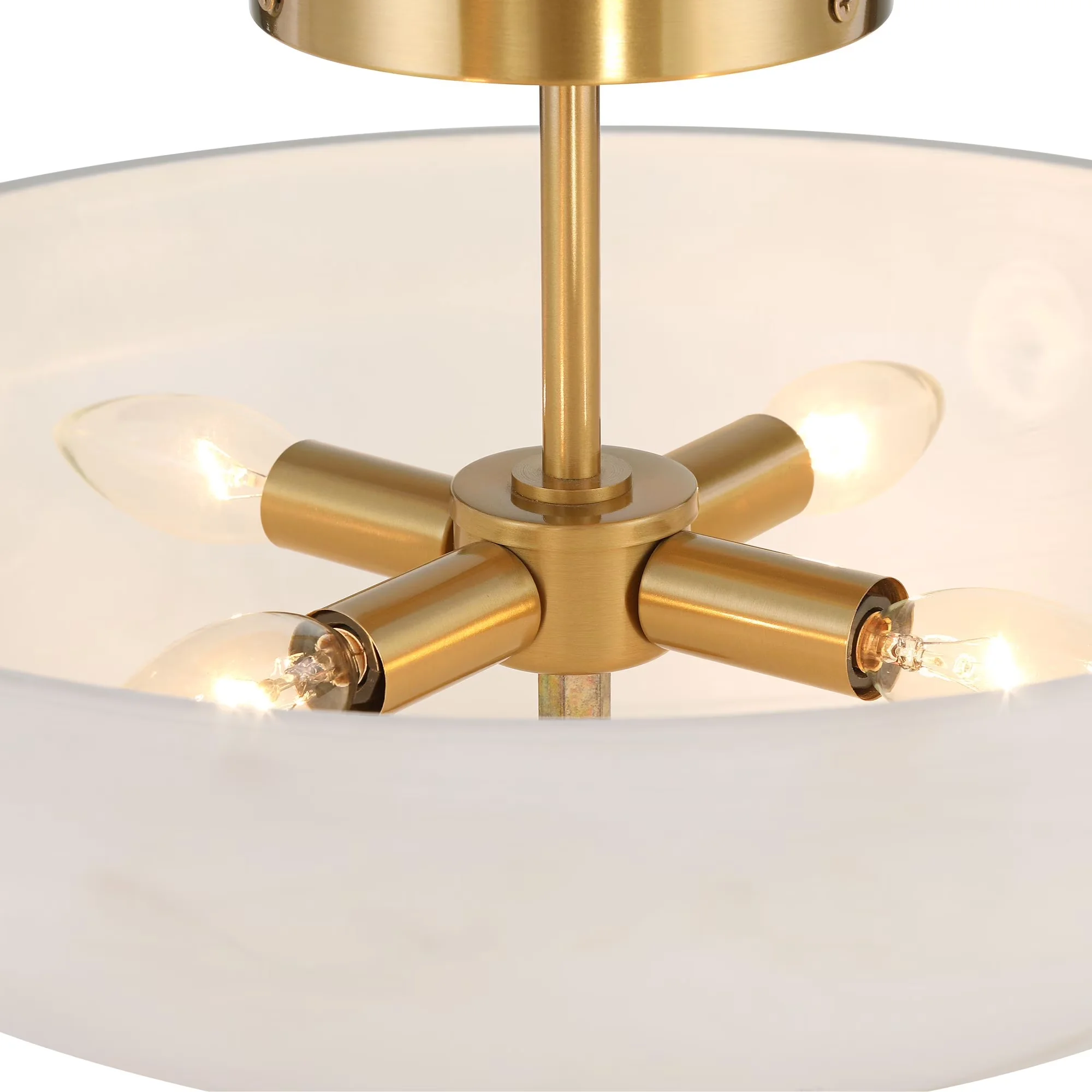 Essential Ceiling Lights Fixture with Incandescent, Modern, Warm gold finish frame and canopy. - Gold Alabaster Model 49B8BD