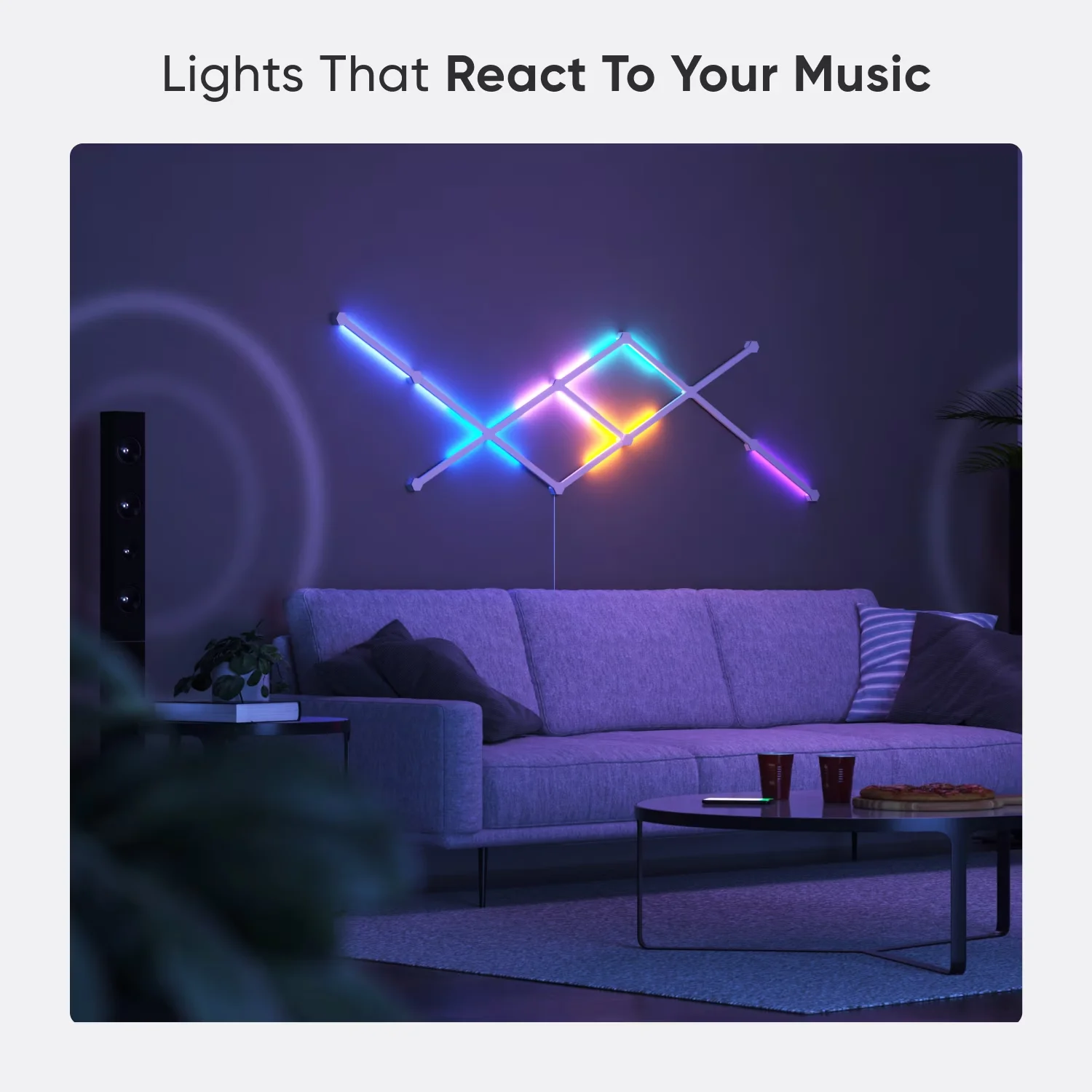 Novelty Light Premium with LED, Modern, Lines 60 Degrees Expansion Pack - White Abs Model 1F0AB2