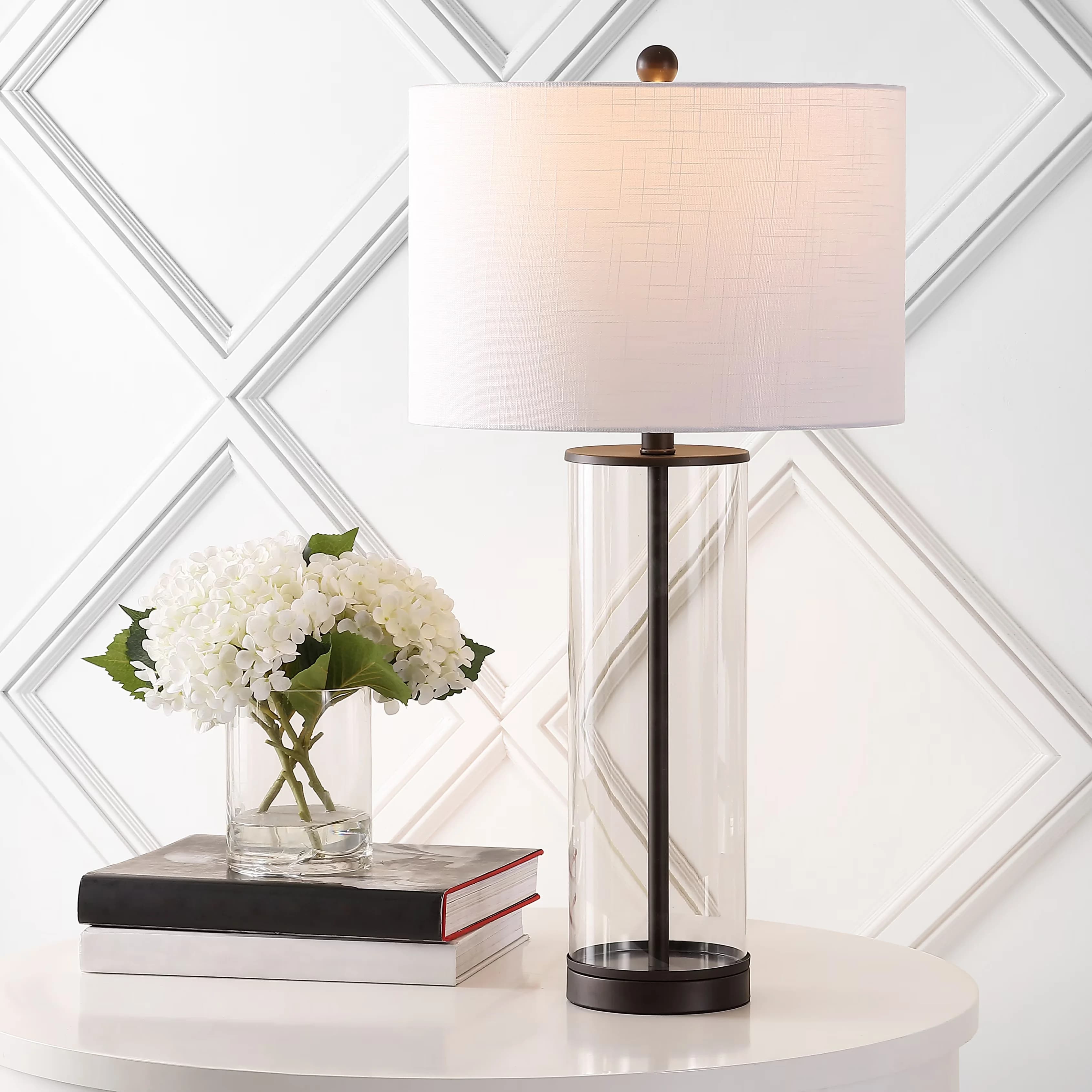 Table Lamp Classic with LED, Glam, Collins 29.25" Glass LED - Iron Black Model 172314