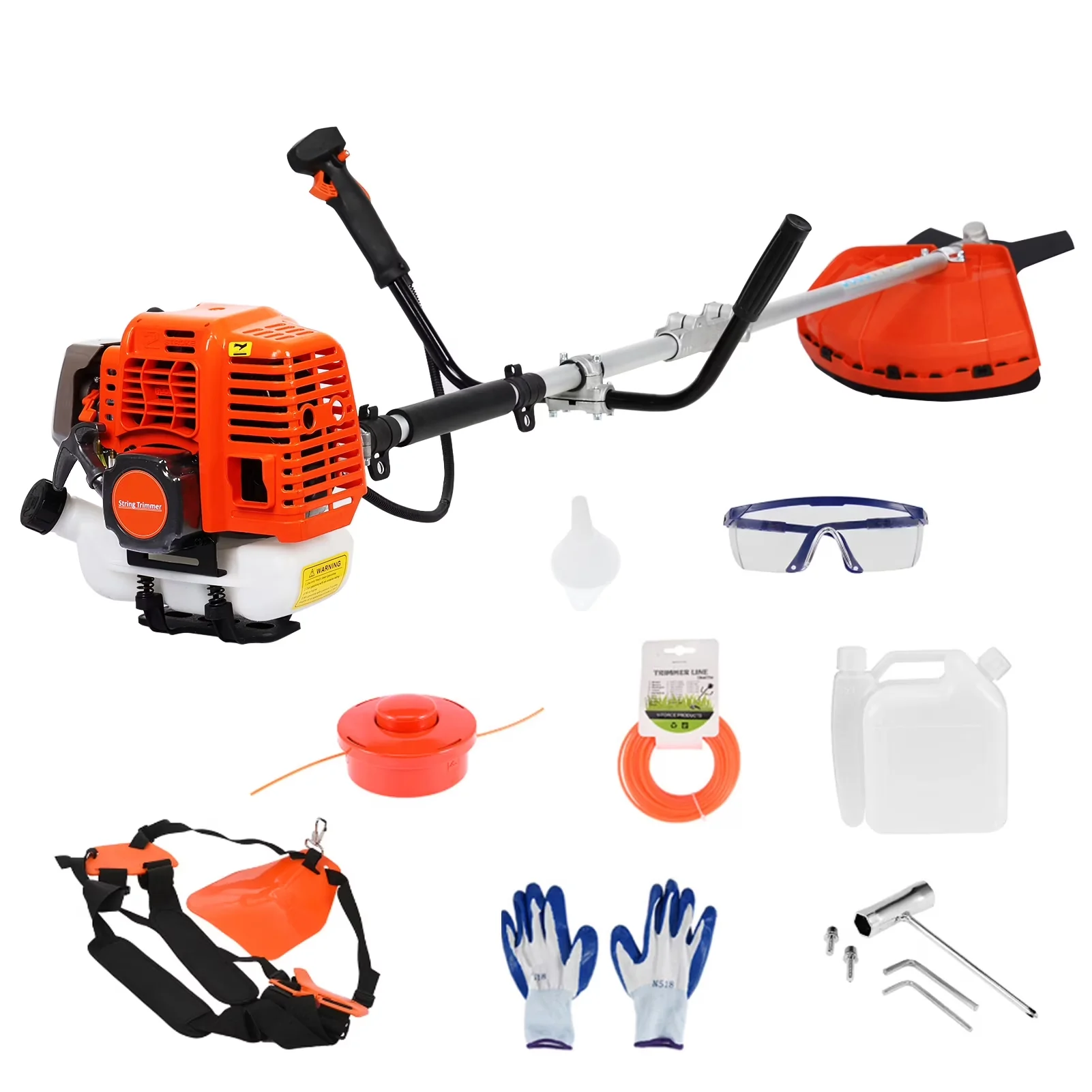 Sleek String Trimmer with Edger Conversion Capable, 52cc Weed Eater/Grass, With Oil Can - Orange for Garden Model BB6D97