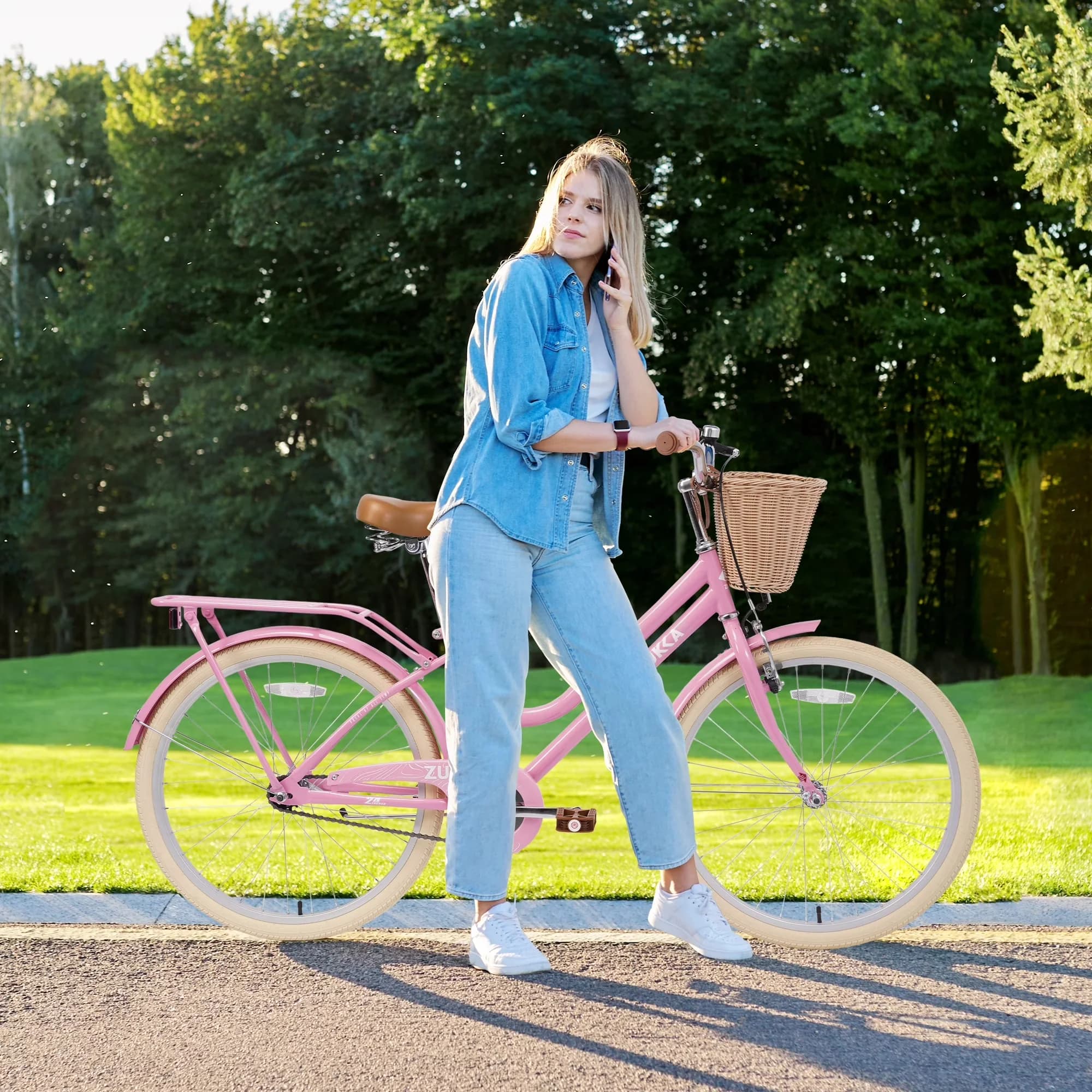 Professional Cruiser Bike with Adjustable Height, 24 inch V Brake - Light Pink Model CD3BB3