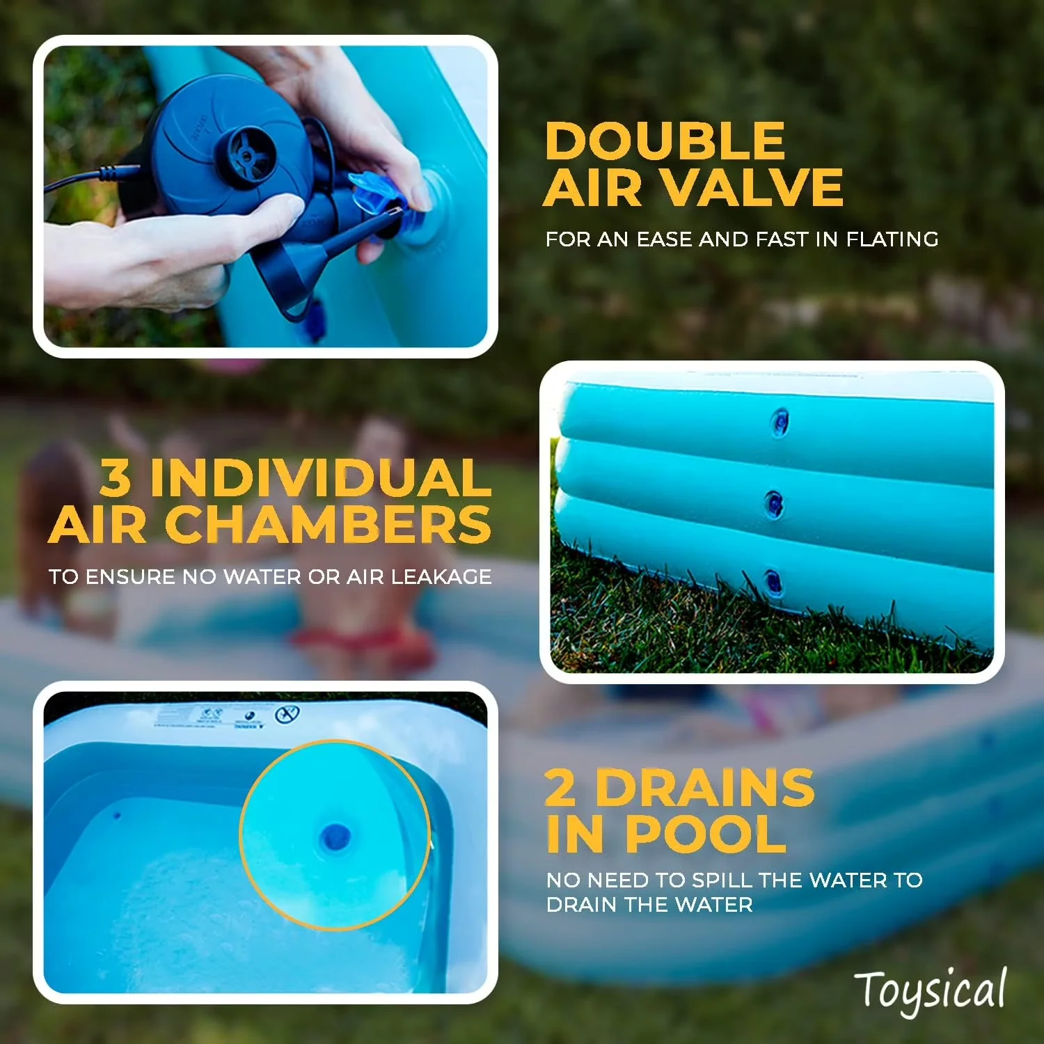 Inflatable Pool Professional with Air Pump, 118 x 72 x 22” Above Ground - Blue Model 63F142
