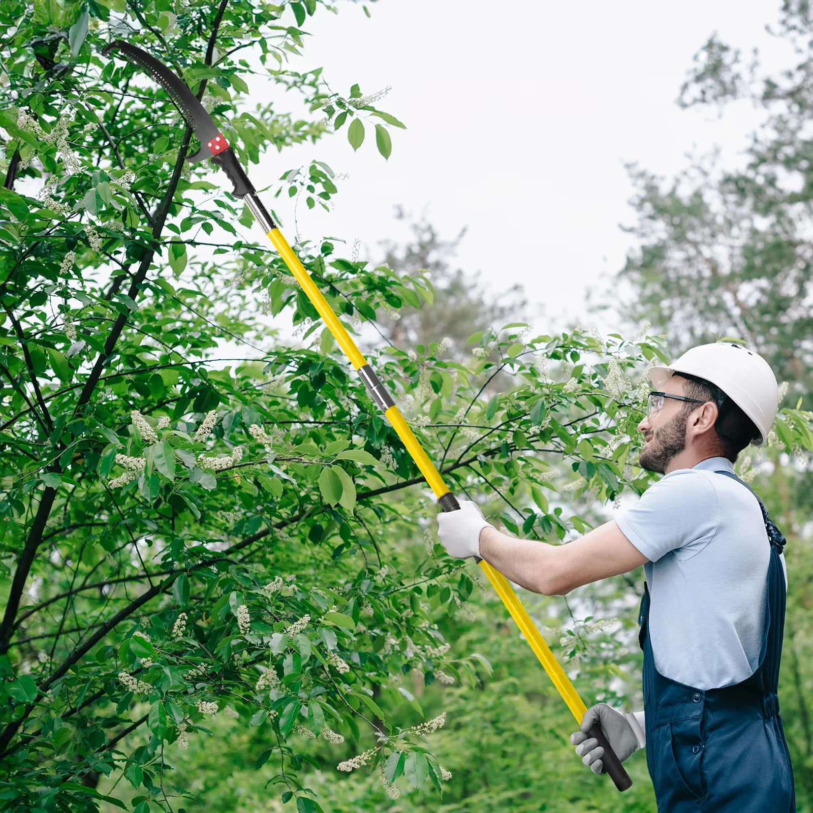 Durable Pole Saw with Telescoping, 26ft Lightweight Manual, Sharp Steel Blade - Model 2A48E3