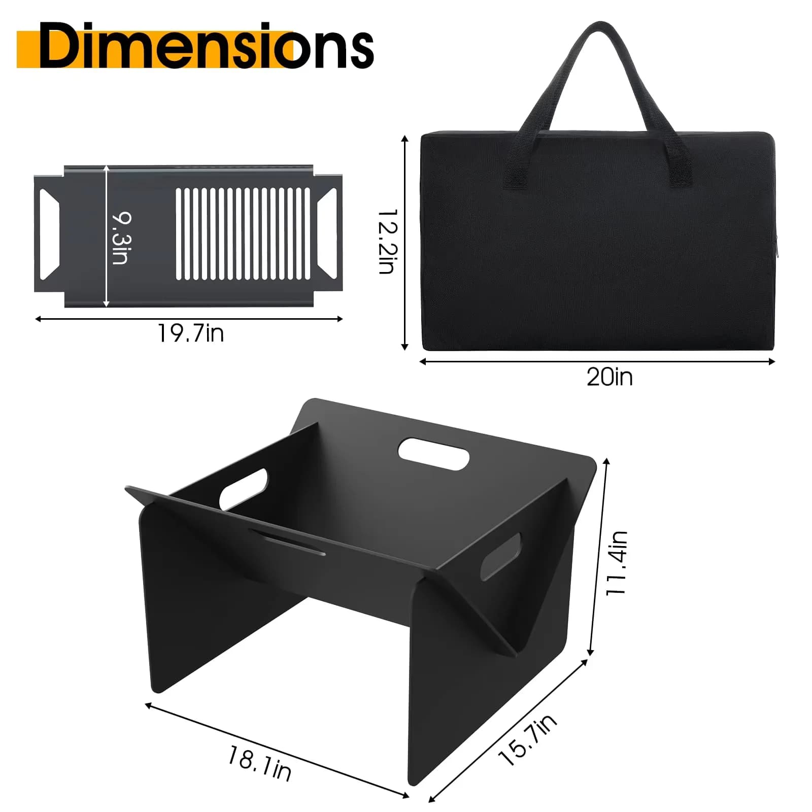 Flat Top Grill Premium with Weatherproof, Portable, 18in BBQ Fire Pit - Metal Black Model 9603C7