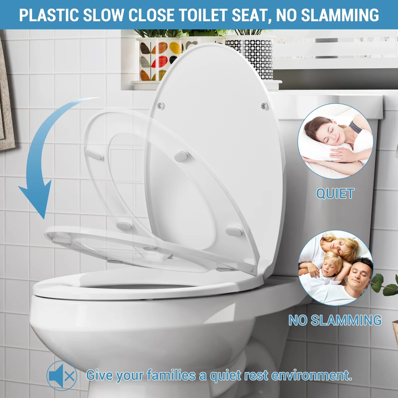 Classic Toilet Seats And Lid with Quick Release, Soft Close - White Polypropylene Model 4D6CC5