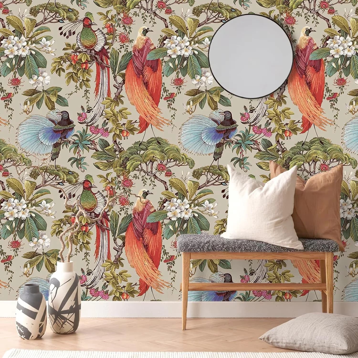 Compact Wallpaper with Removable, Water-Resistant - Vinyl Gray for Bedroom, Bathroom Model F9E003