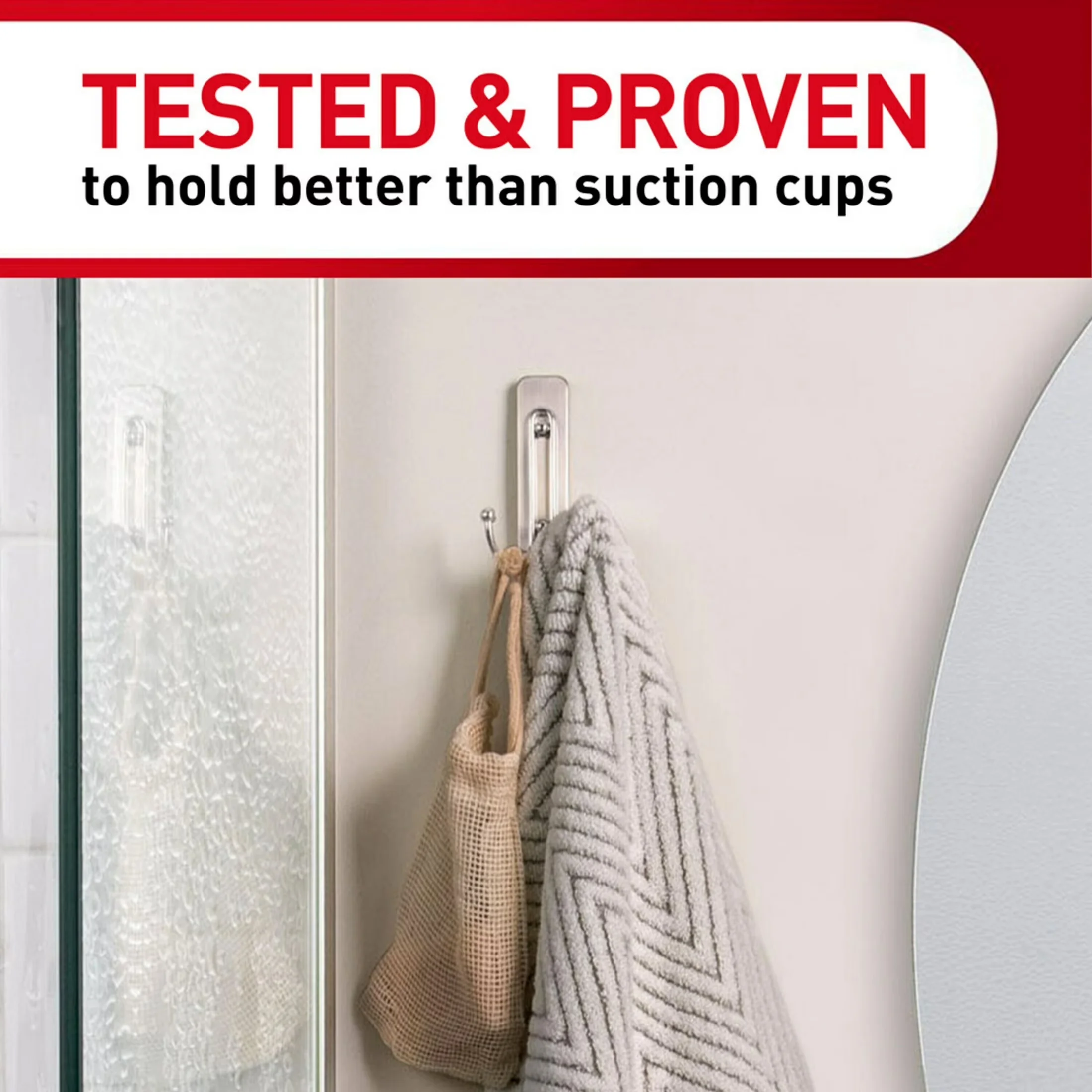 Damage-Free Hanging Versatile with Damage Free, Large Double Bathroom Wall Hook - Plastic Model 77D5E4