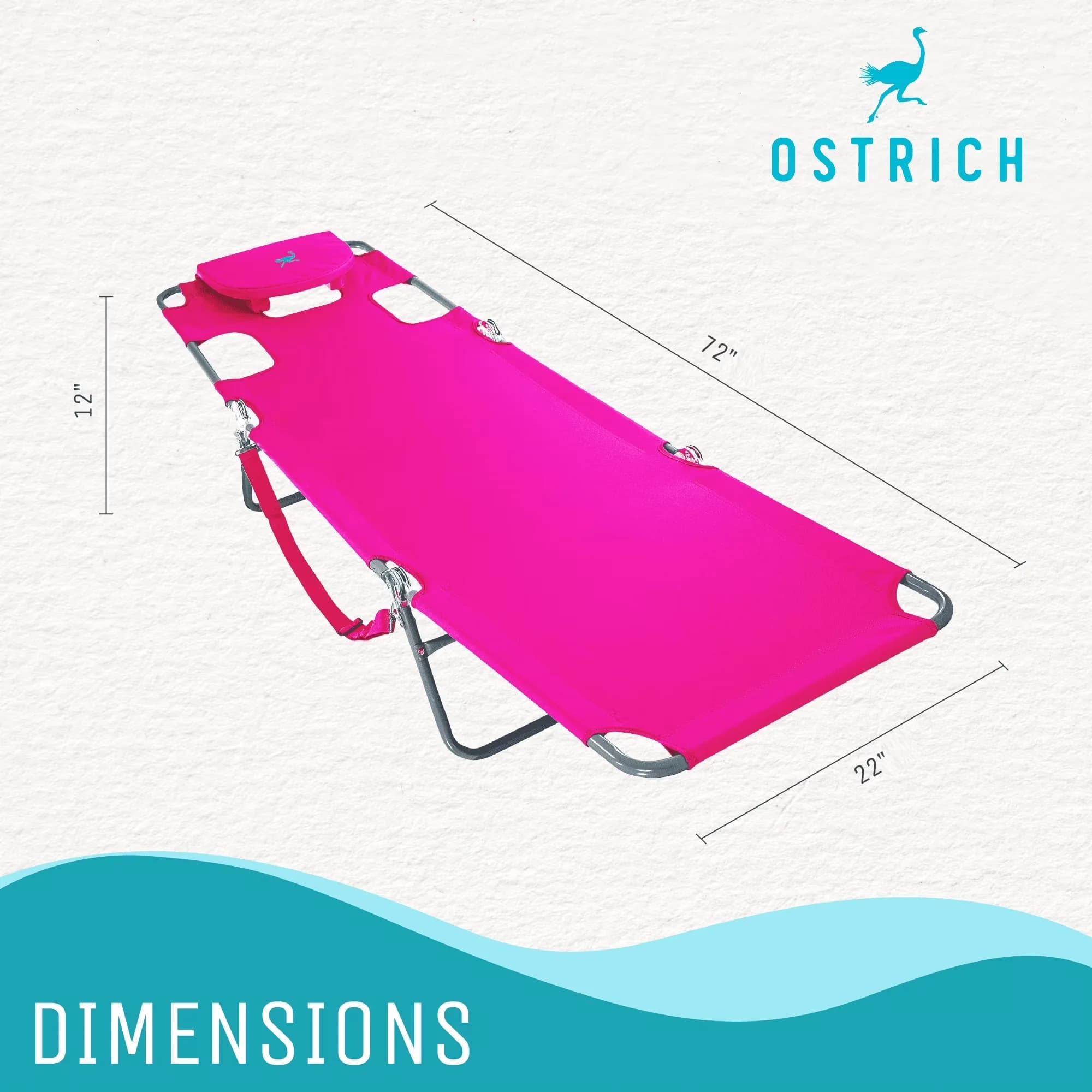 Classic Beach Chair with Weather-Resistant, Comfort Lounger & Chaise Sunbathing, Pink - Pink Model 84ECFE