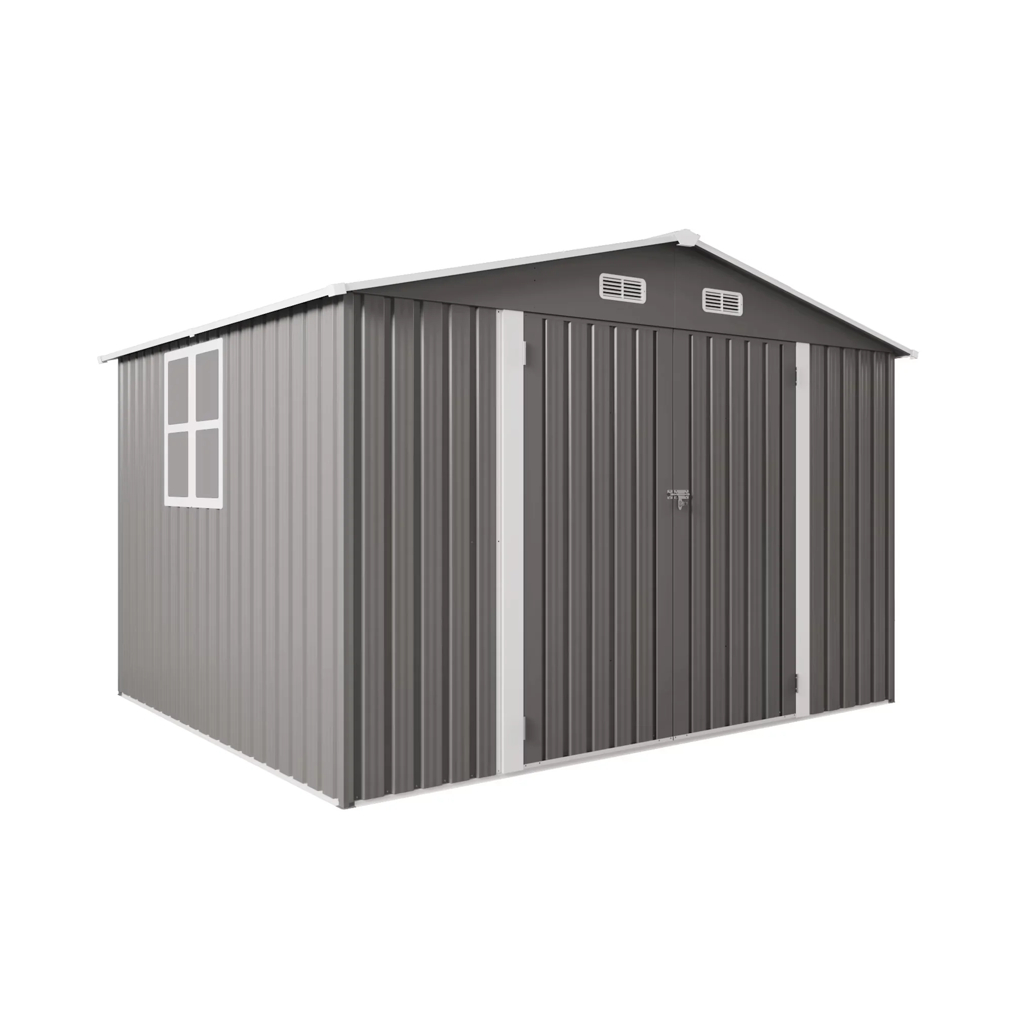 Shed Quality with Lockable Door, Uv Resistant - Metal (Galvanized Steel Frame) Gray for Patio Model 80F998