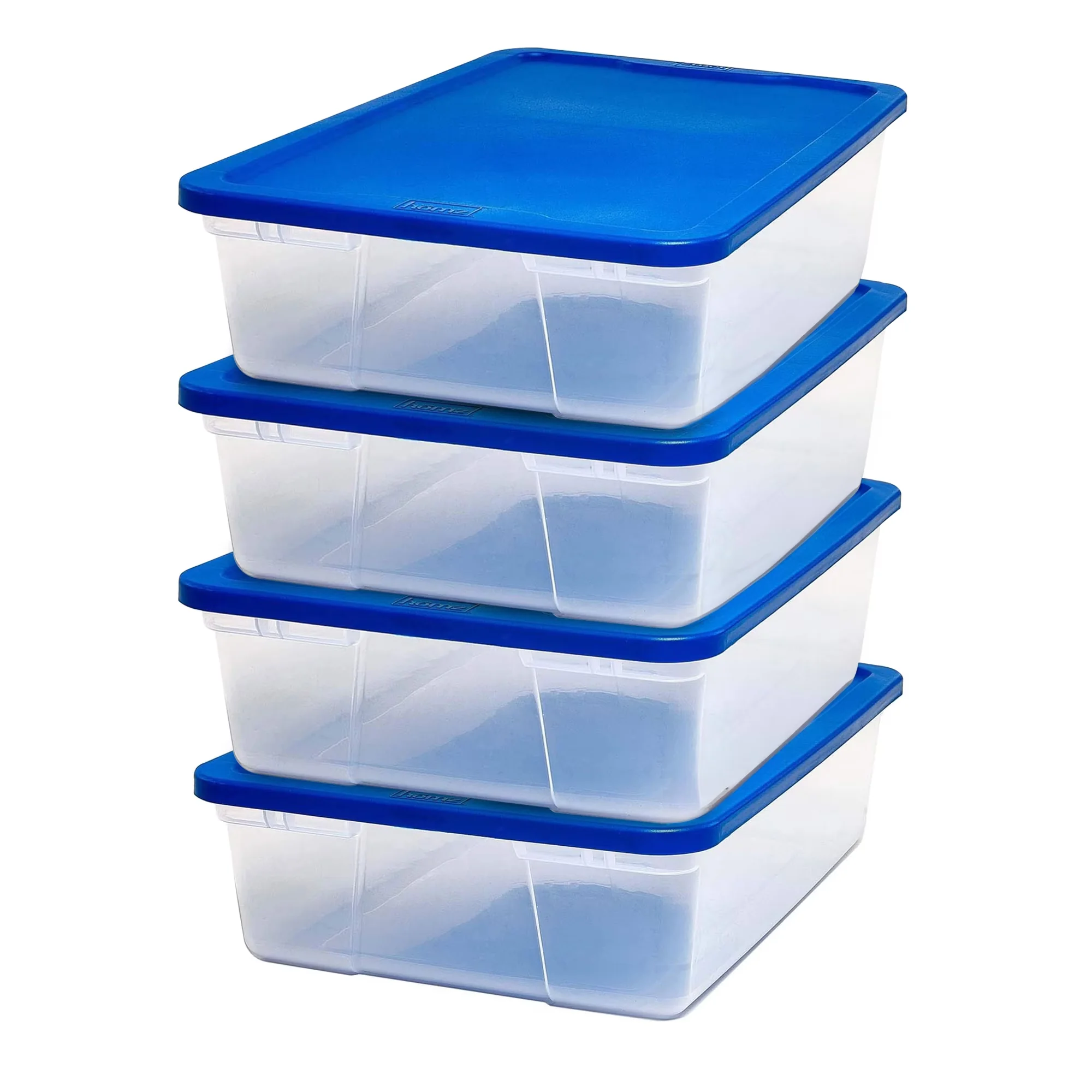Sleek Garage Storage Supply with Stackable, Lid (4 Pack) - Clear Plastic Model 76FA7D