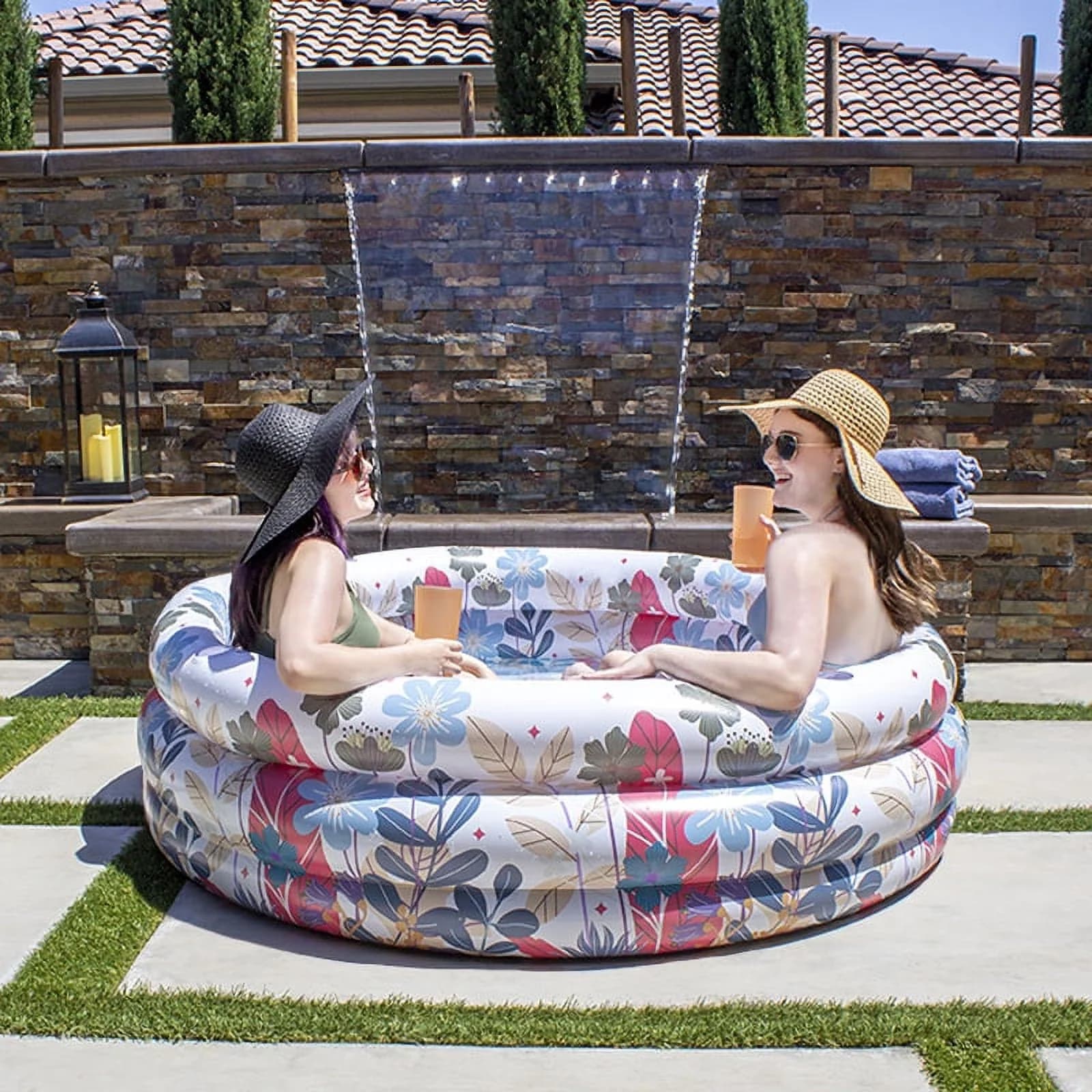 Durable Inflatable Pool with Puncture Resistant, Summer Garden - Multicolor Model 9E4142