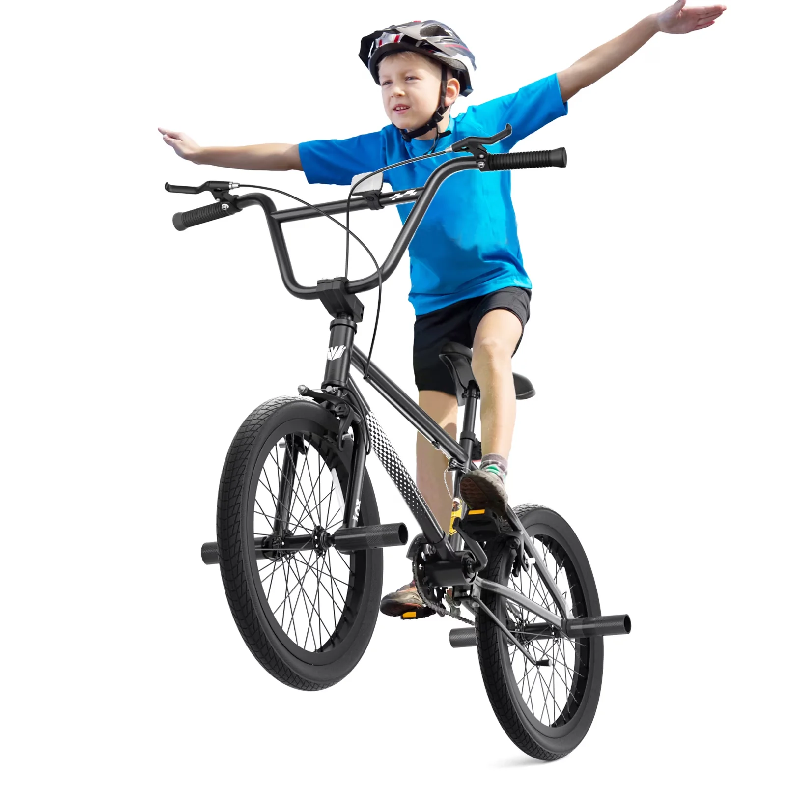 Kids Bike Durable with Adjustable Seat Height, Lightweight, Freestyle BMX - Black Model 65BB73