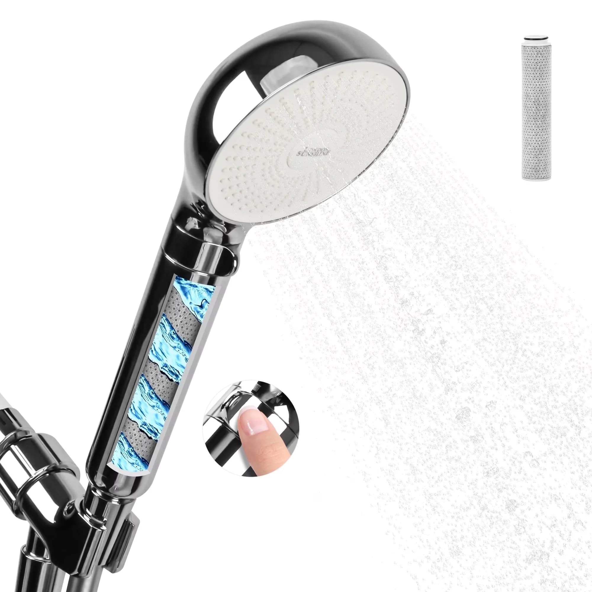 Efficient Shower Head with Easy To Install, Handheld Kit, Filtered - Abs Silver Model 99B658
