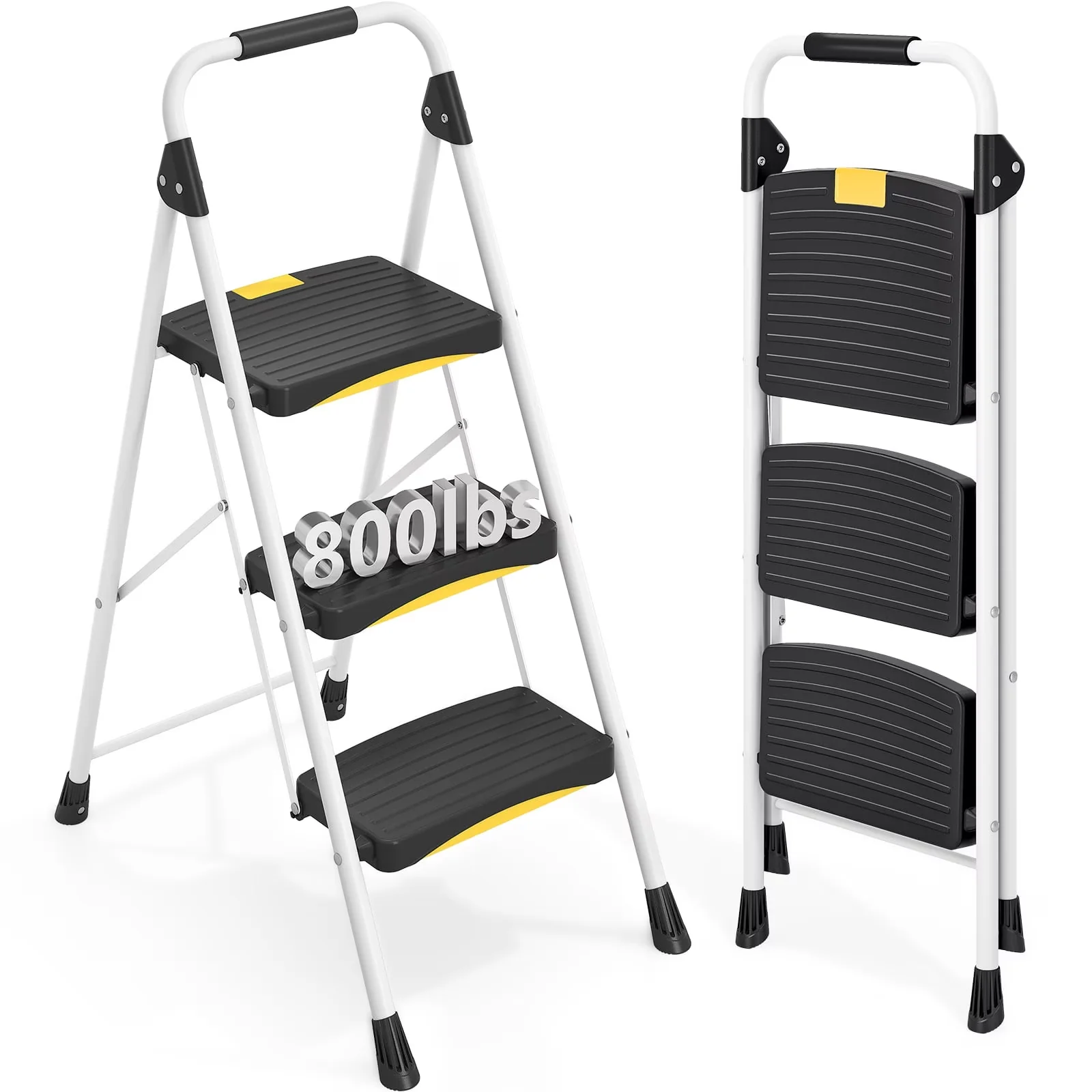 Efficient Ladders And Step Stool - White Metal Steel - Easy to Use Model C32E7C