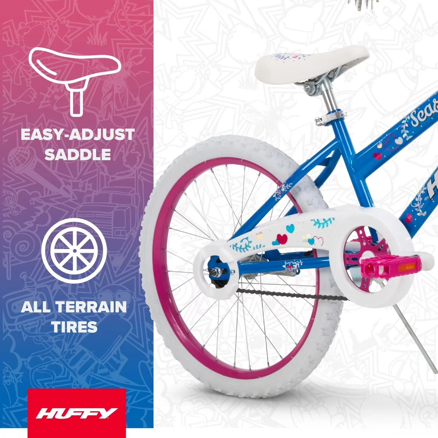 Kids Bike Premium with Adjustable Seat Height, Adjustable Seat, 20" Sea Star Kids' - Blue Model C4E611