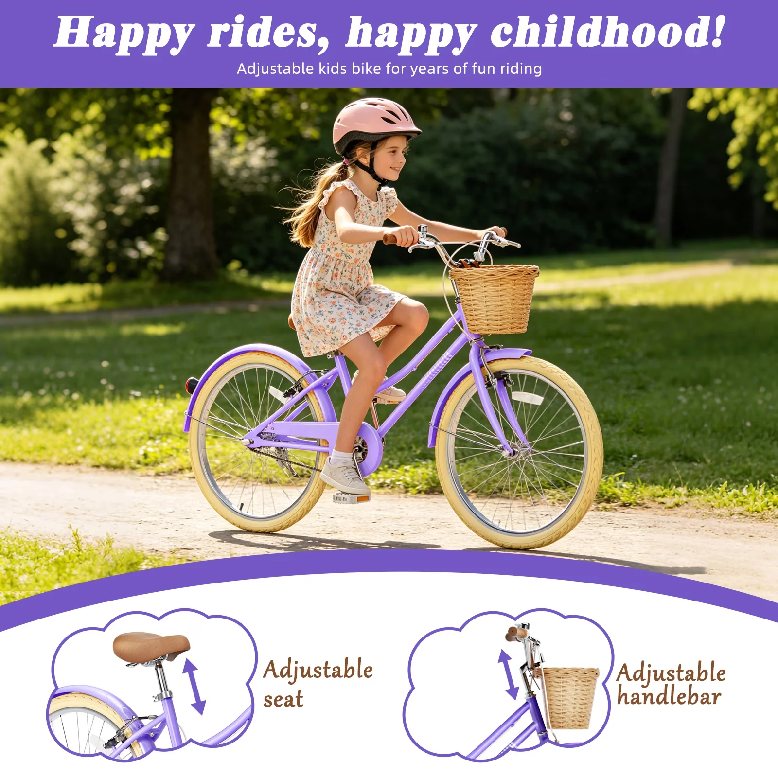 Reliable Cruiser Bike with Adjustable Height, Adjustable Seat - Purple Model 707AA8