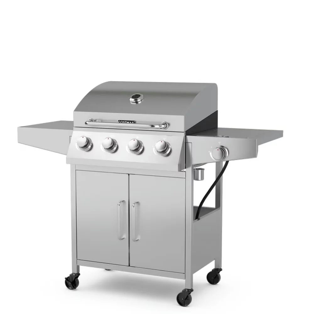 Quality Gas Grill with 50000 BTU, Rust Resistant - Silver Stainless Steel, Chrome-Plated Metal Model AD58CA