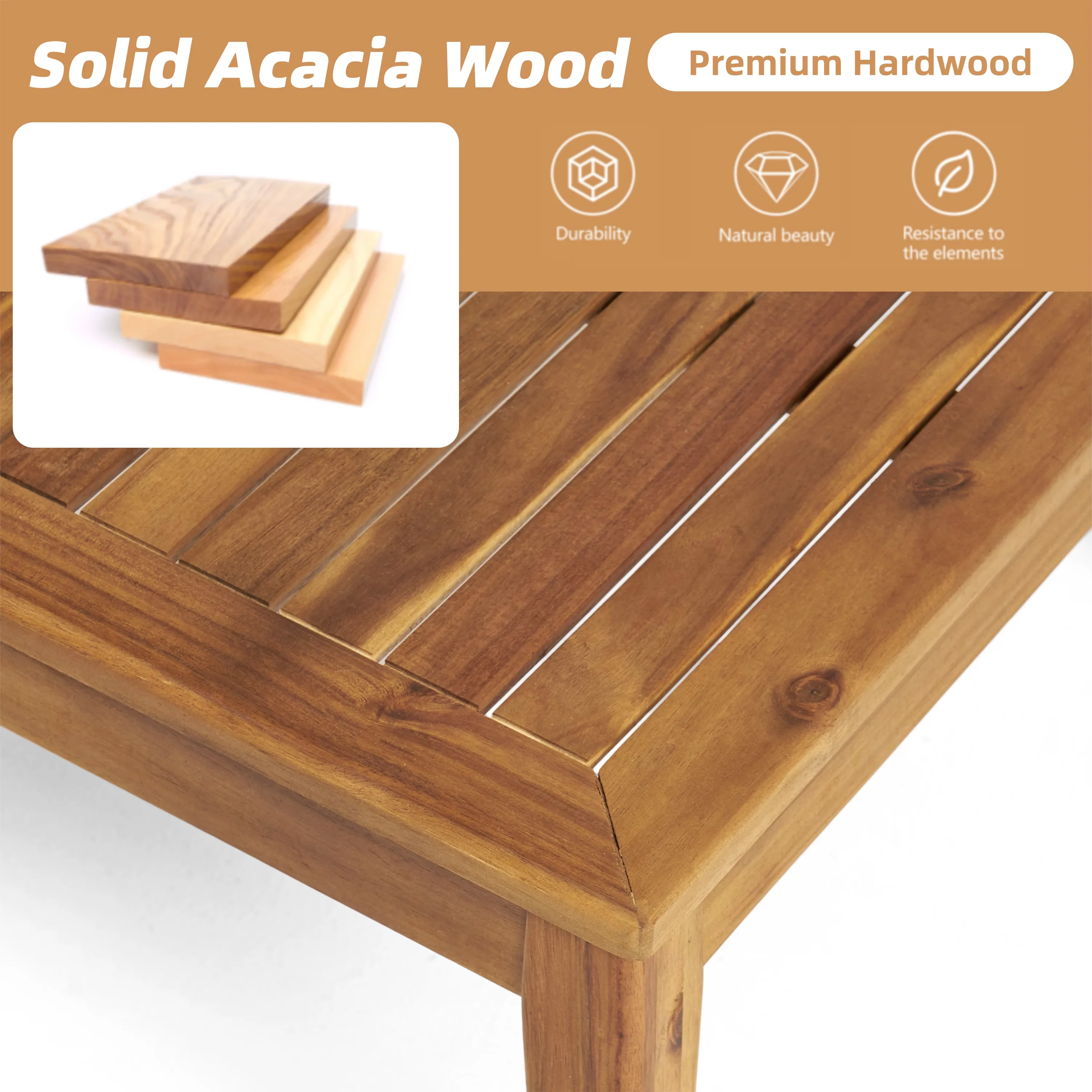 Outdoor Sofas Sectional Efficient with L Shape Sofa Set 3 Pieces, Acacia Wood Patio Furniture - Acacia Wood,Foam,Waterproof Fabric... Model 44AC5B