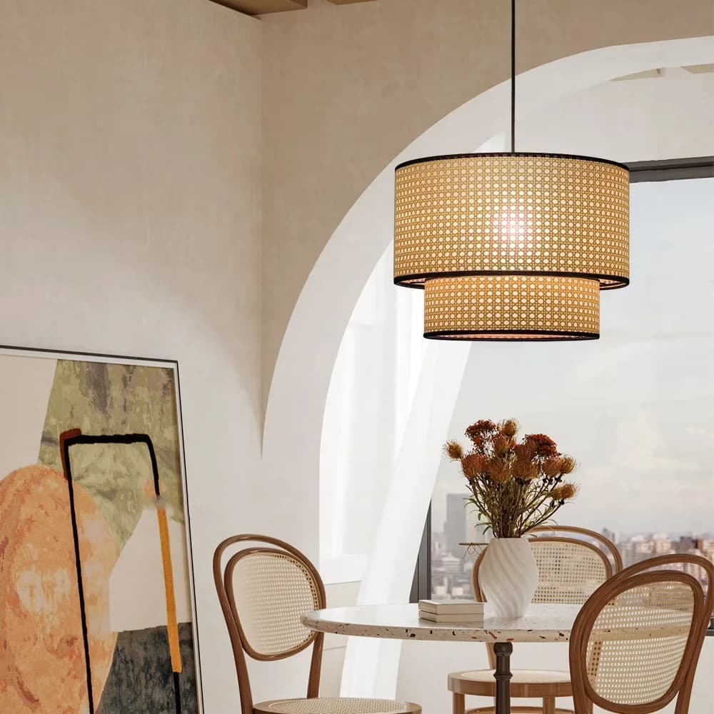 Ceiling Lights Fixture Stylish with Incandescent, Mid-Century - Rattan Model B2747D
