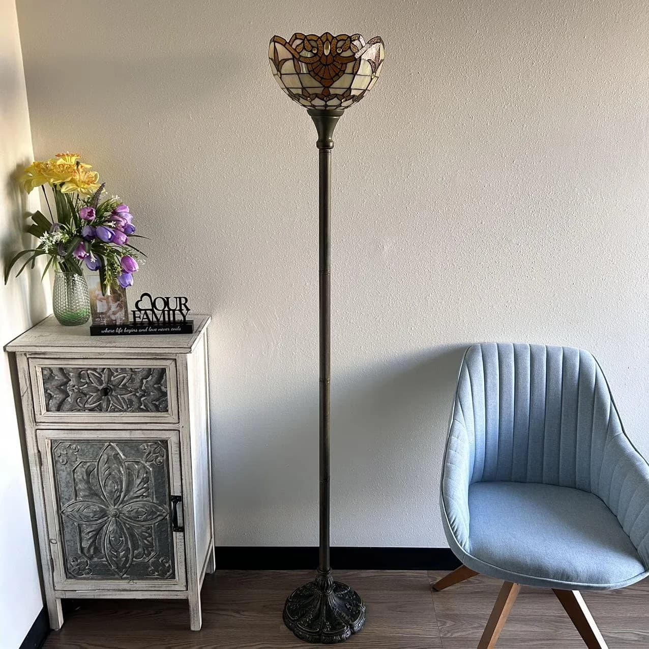 Floor Lamp Professional with LED, Energy Efficient, Traditional - Gold Metal, Resin Model 95C43A
