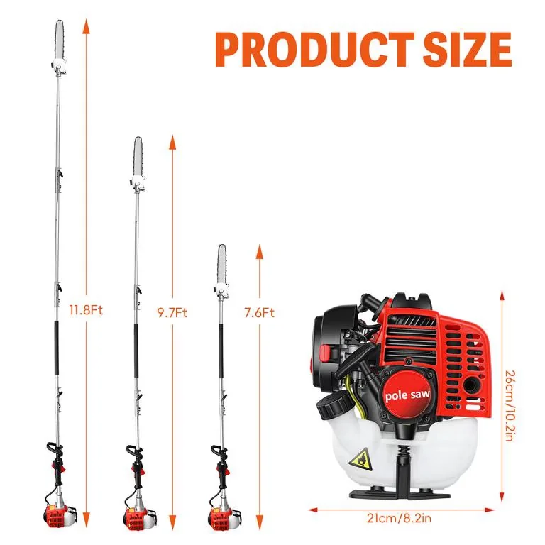 Reliable Pole Saw with 0.7L Fuel Tank, Maximum Output Power: 0.65kW/7500rpm - Red Model 08647F