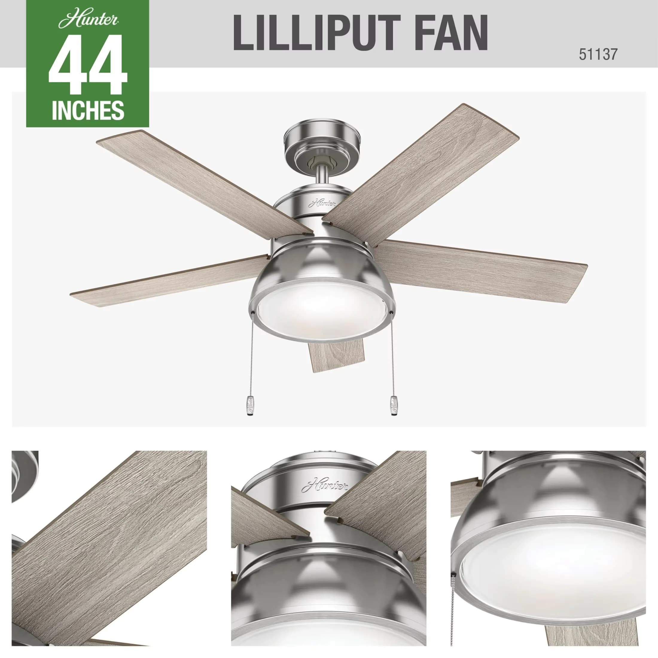 Premium Ceiling Fan with LED, Farmhouse, Reverse Airflow - Glass Silver for Living Room, Bedroom Model CB4DF6
