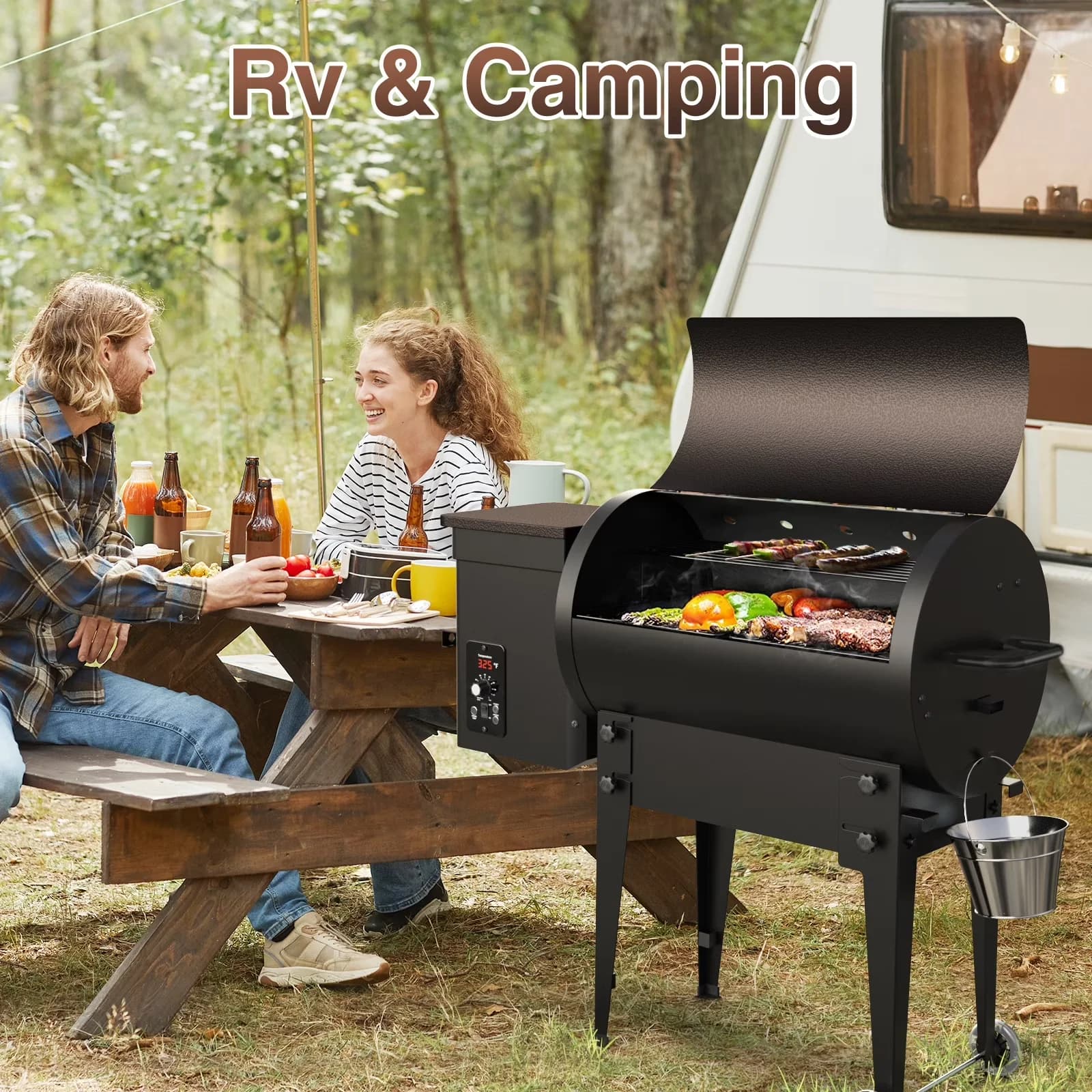 Smoker Versatile with Digital Temperature Control, 【Multifunctional 8-IN-1】 - Metal Model C67C8A