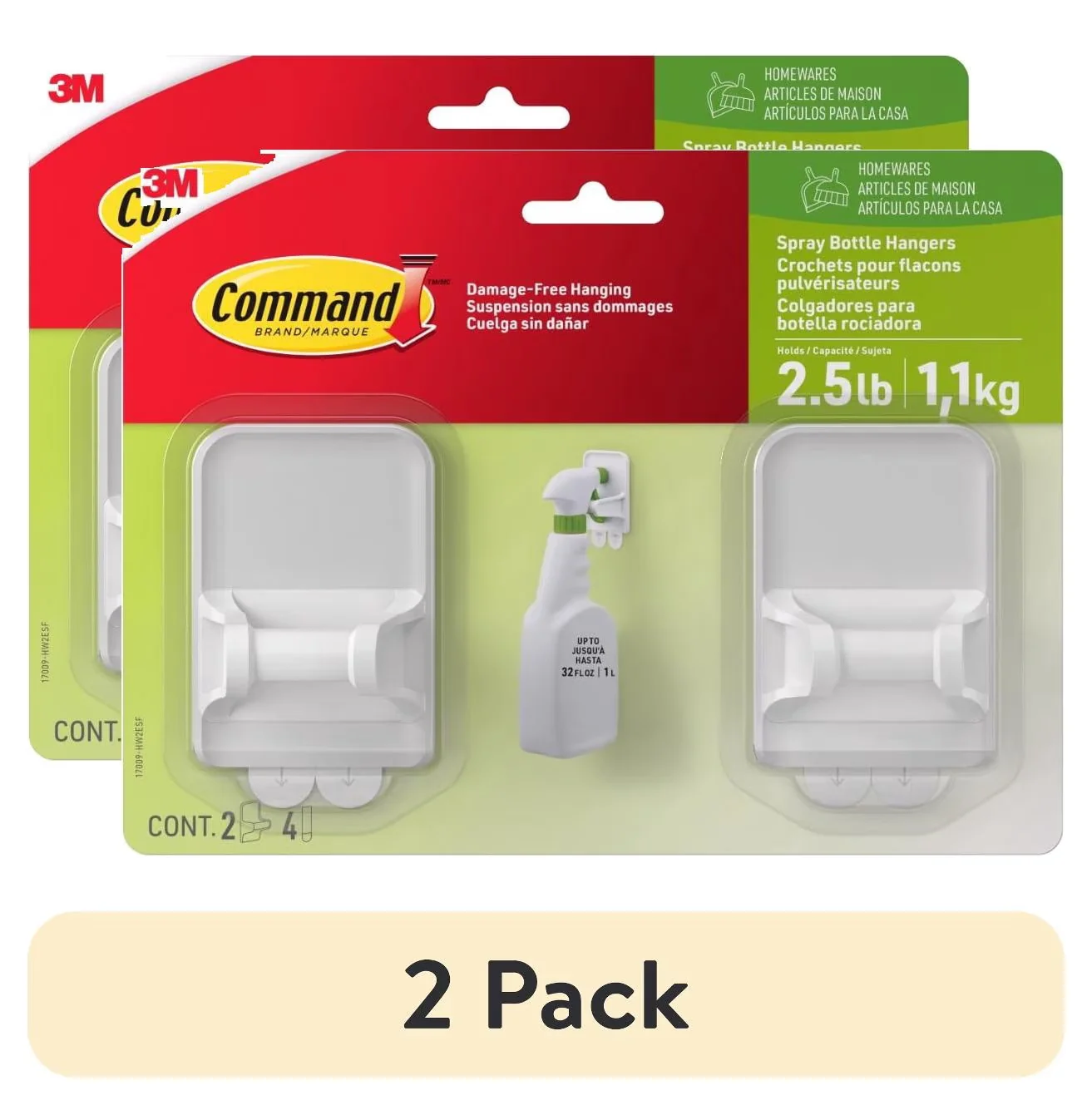 Quality Damage-Free Hanging with Easy Installation, 4 Strips - Wood White Model 7E3441